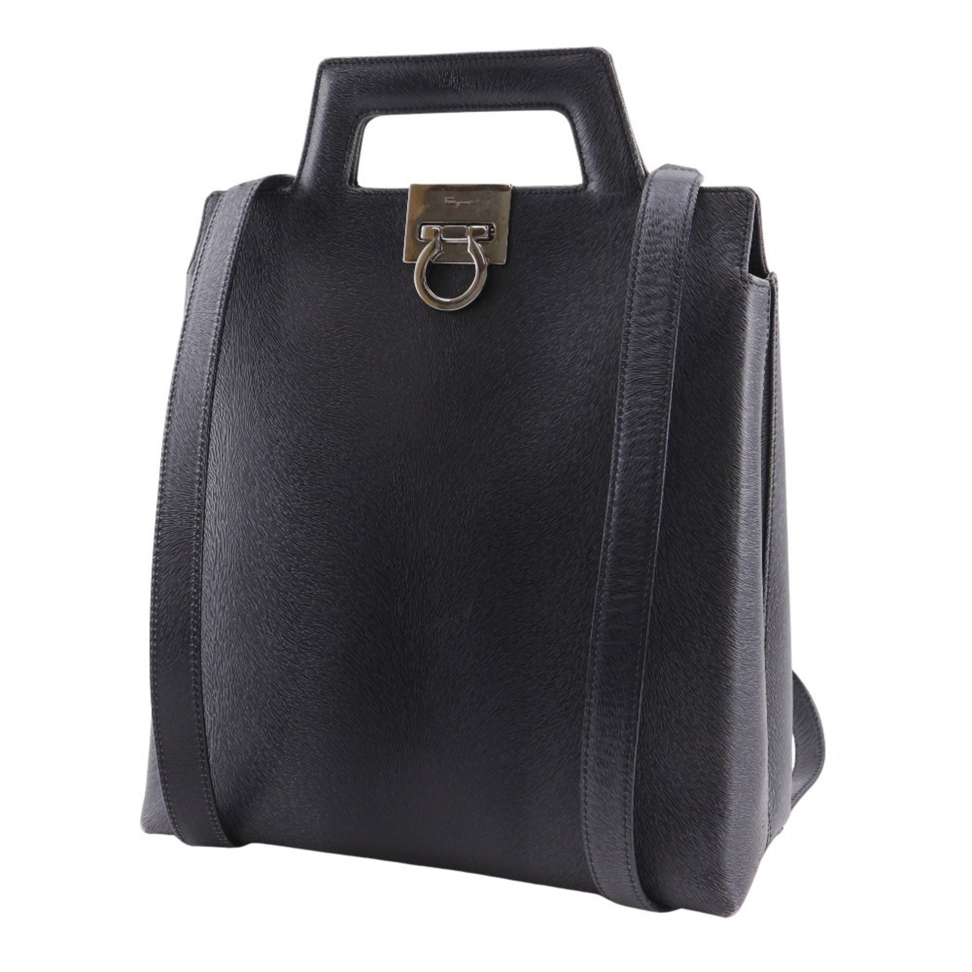 Salvatore Ferragamo Gray Leather Handbag (Pre-Owned)