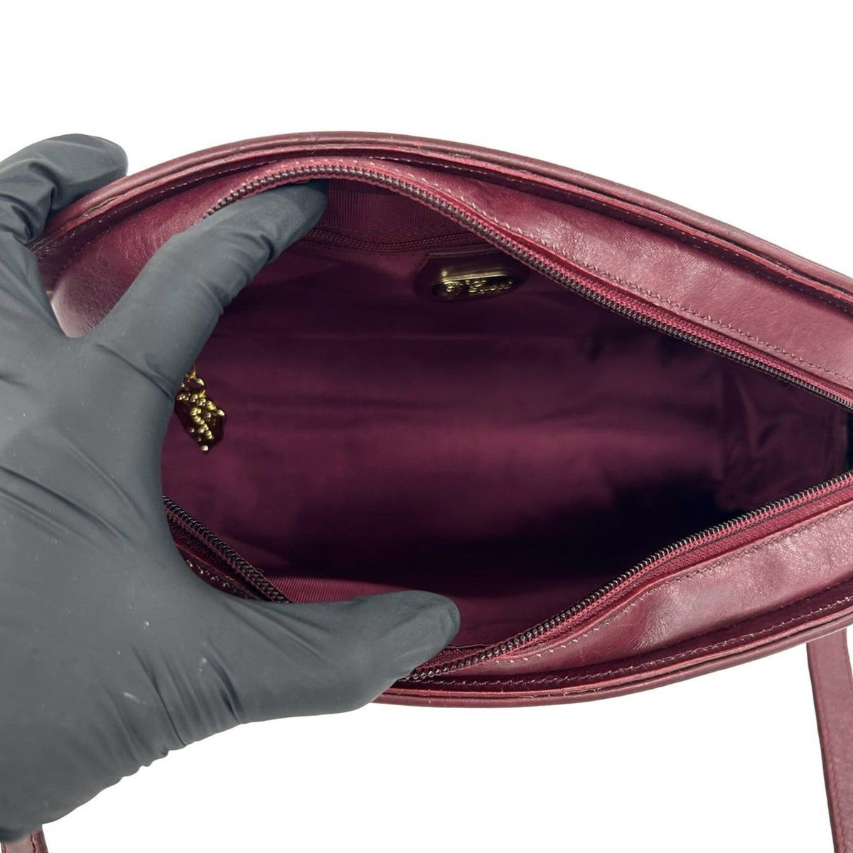 Gucci Navy Red Color Wine Canvas Leather Shoulder Bag (Pre-Owned)