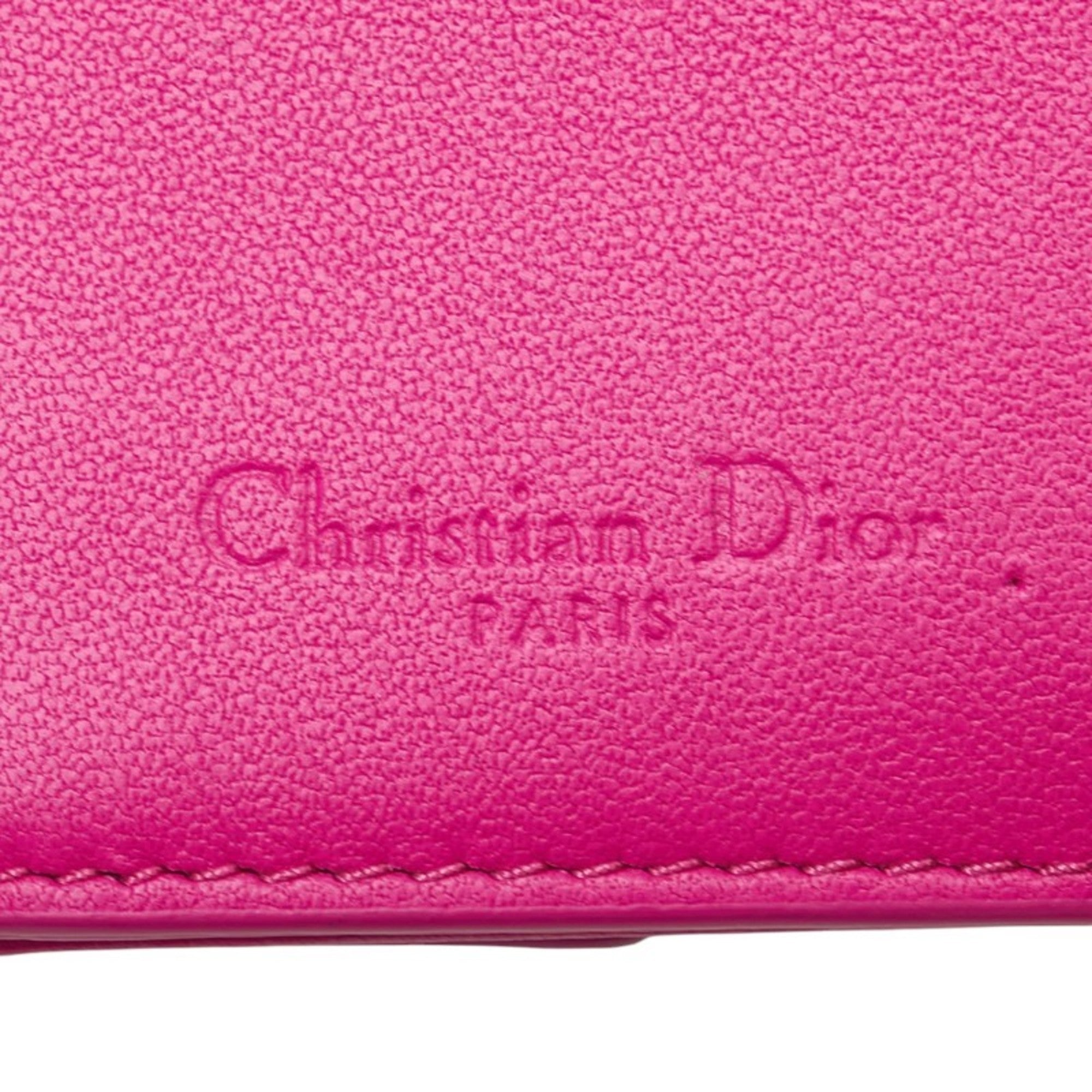 Christian Dior Lady Dior Pink Leather Wallet (Tri-Fold) (Pre-Owned)