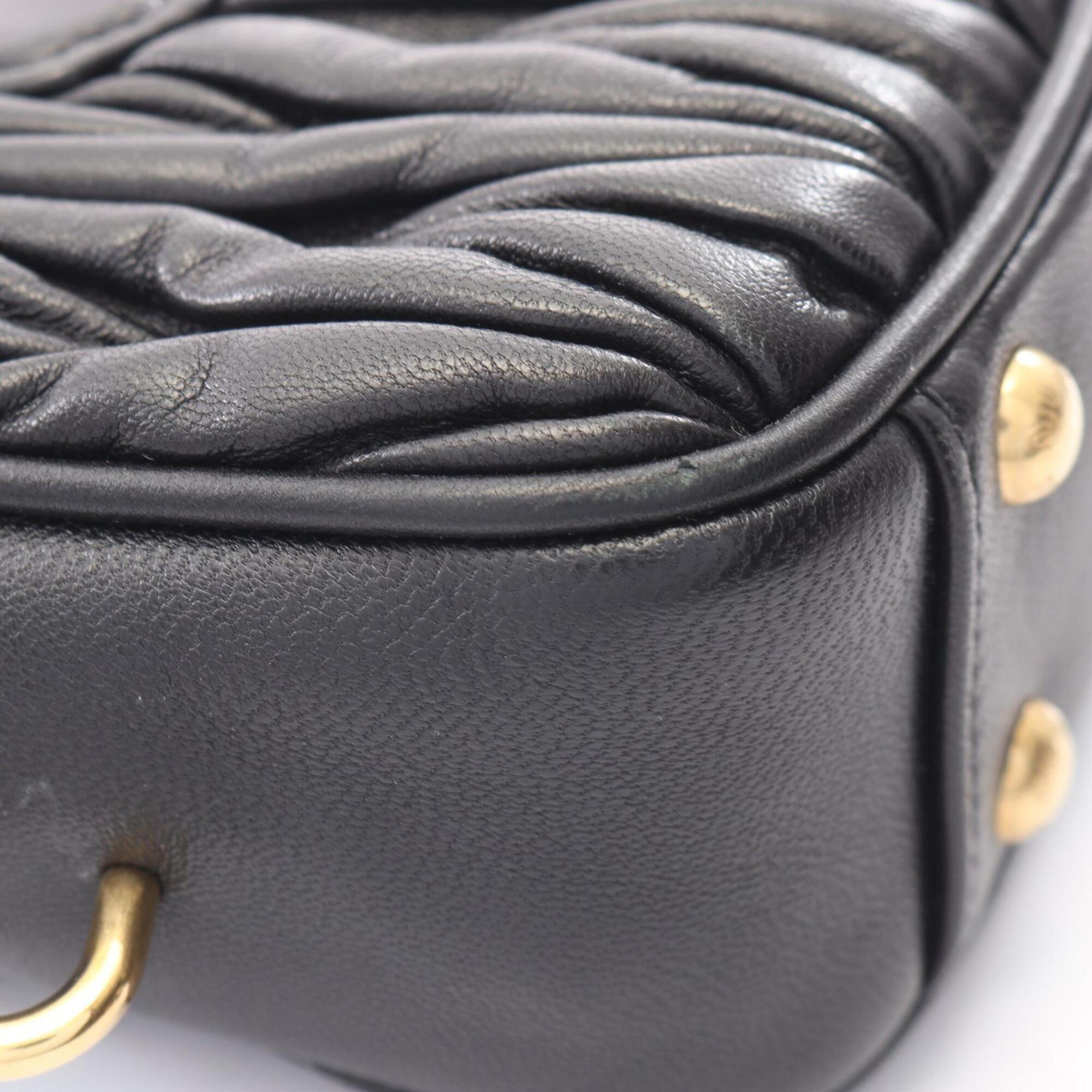 Miu Miu Matelasse Black Leather Handbag (Pre-Owned)