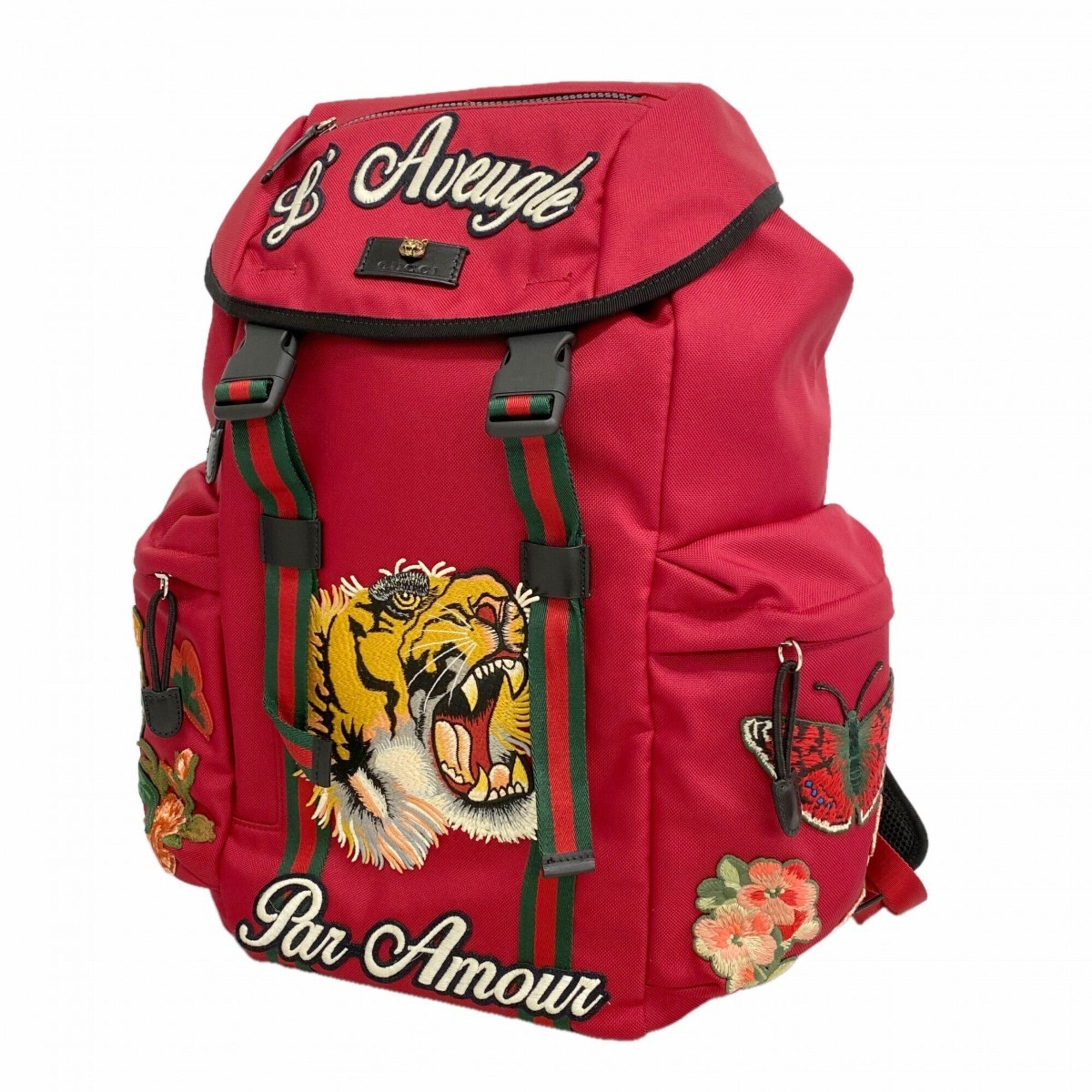 Gucci Red Color Nylon Backpack (Pre-Owned)