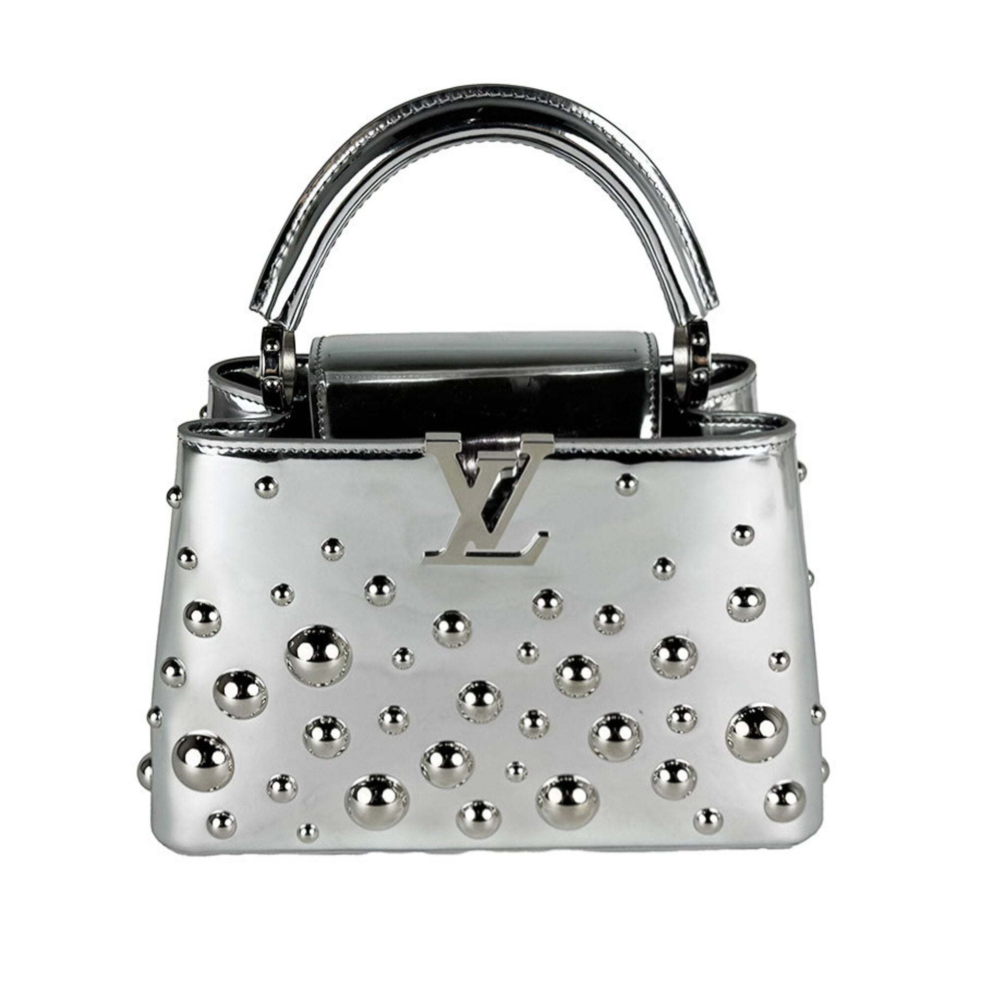 Louis Vuitton Silver Patent Leather Handbag Shoulder Bag (Pre-Owned)
