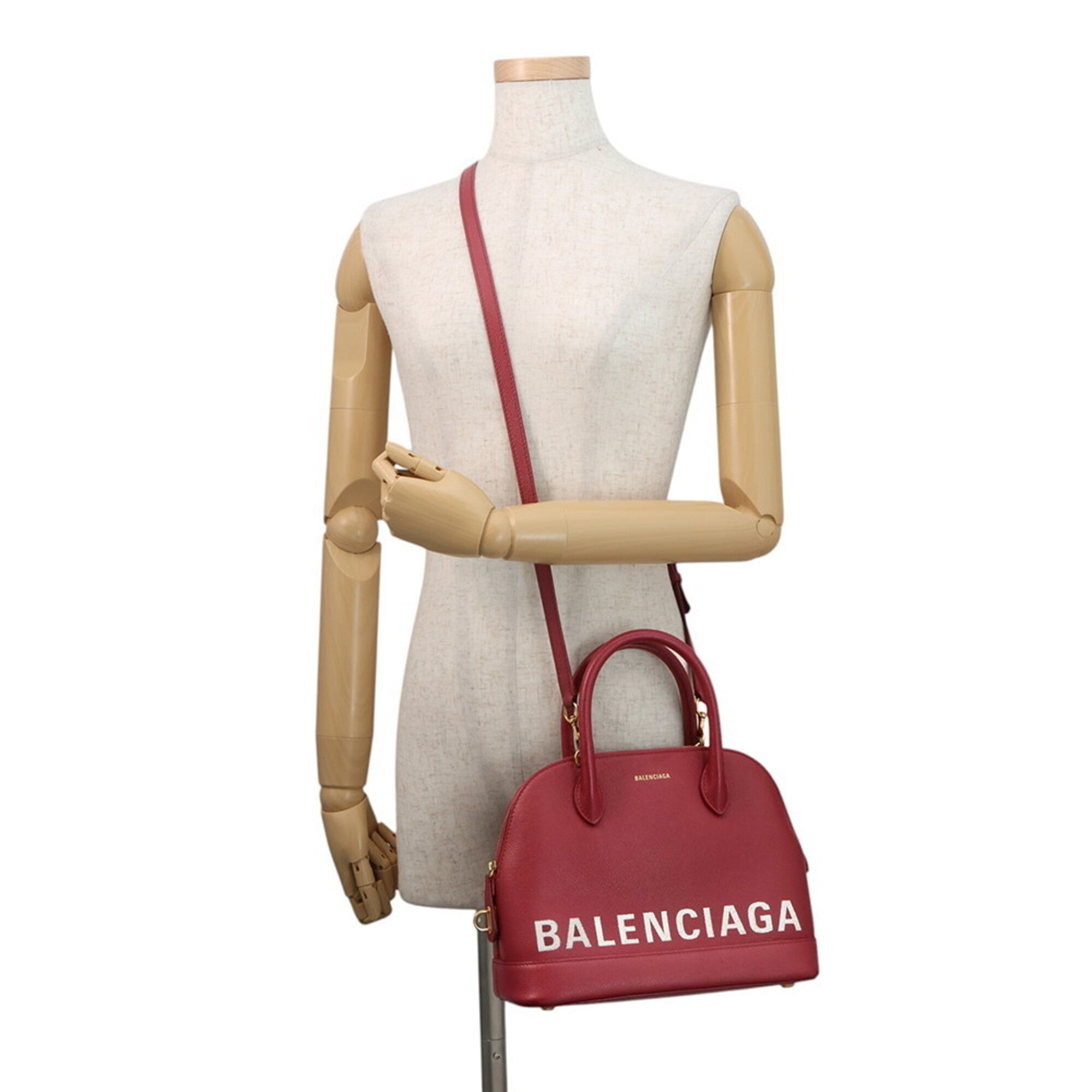 Balenciaga Red Color Leather Handbag Shoulder Bag (Pre-Owned)