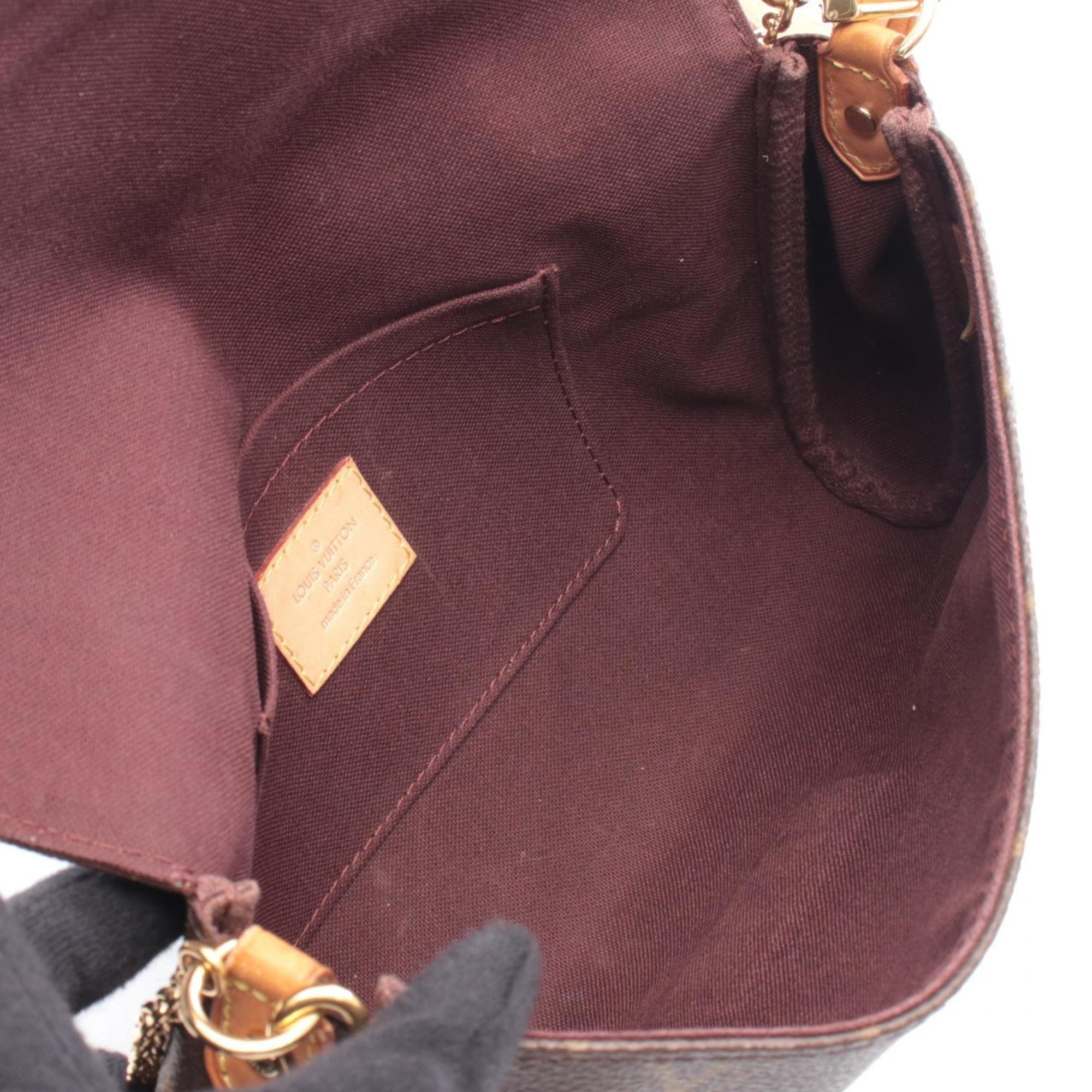 Louis Vuitton Brown Monogram Coated Canvas Leather Handbag Pouch (Pre-Owned)