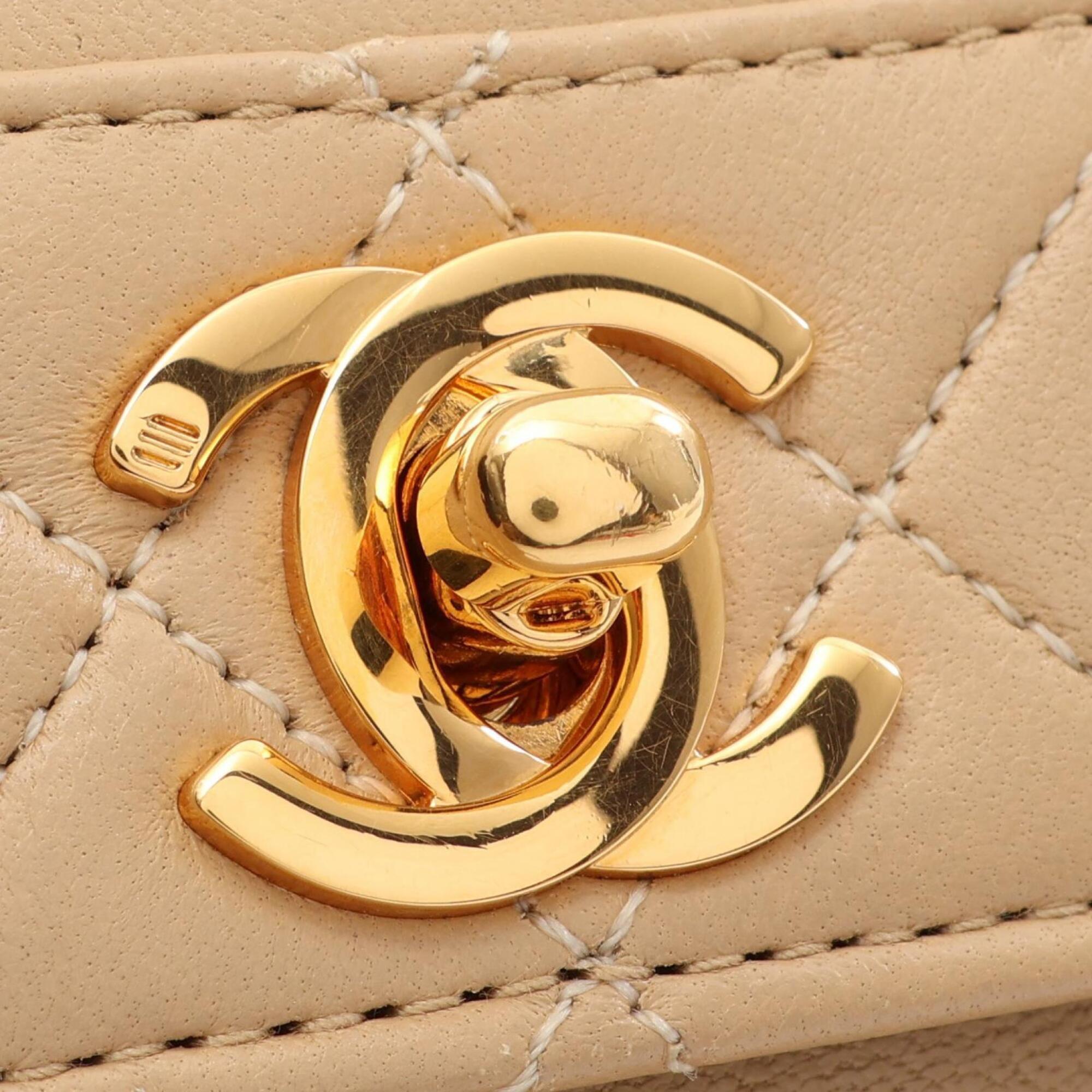 Chanel Beige Leather Handbag Shoulder Bag (Pre-Owned)