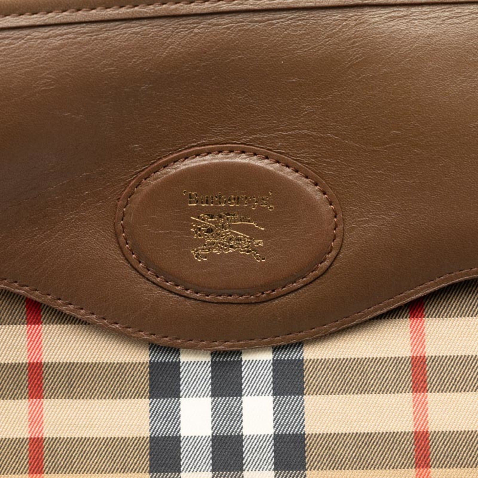 Burberry Beige Canvas Leather Clutch Bag (Pre-Owned)