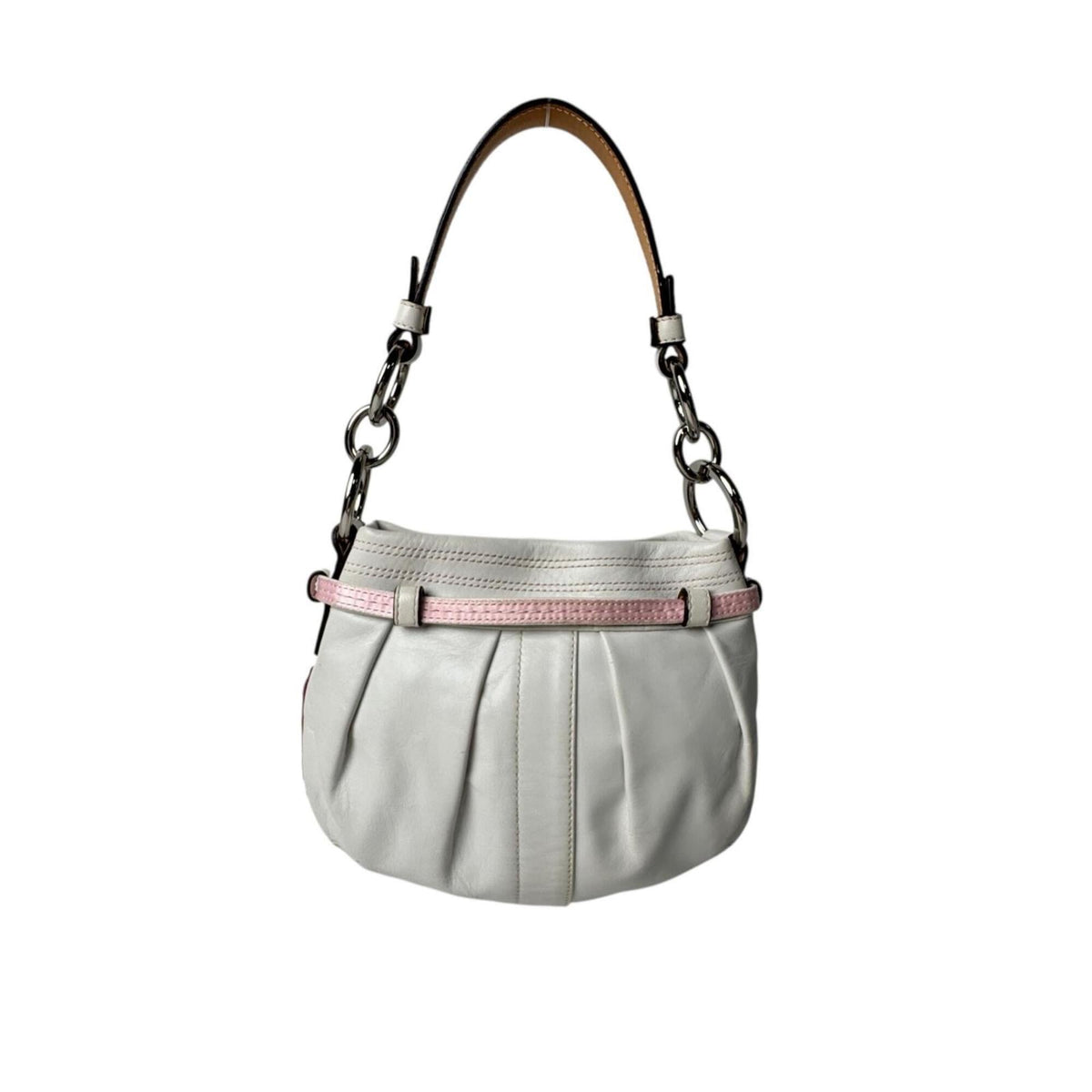 Coach Red Color White Leather Shoulder Bag (Pre-Owned)