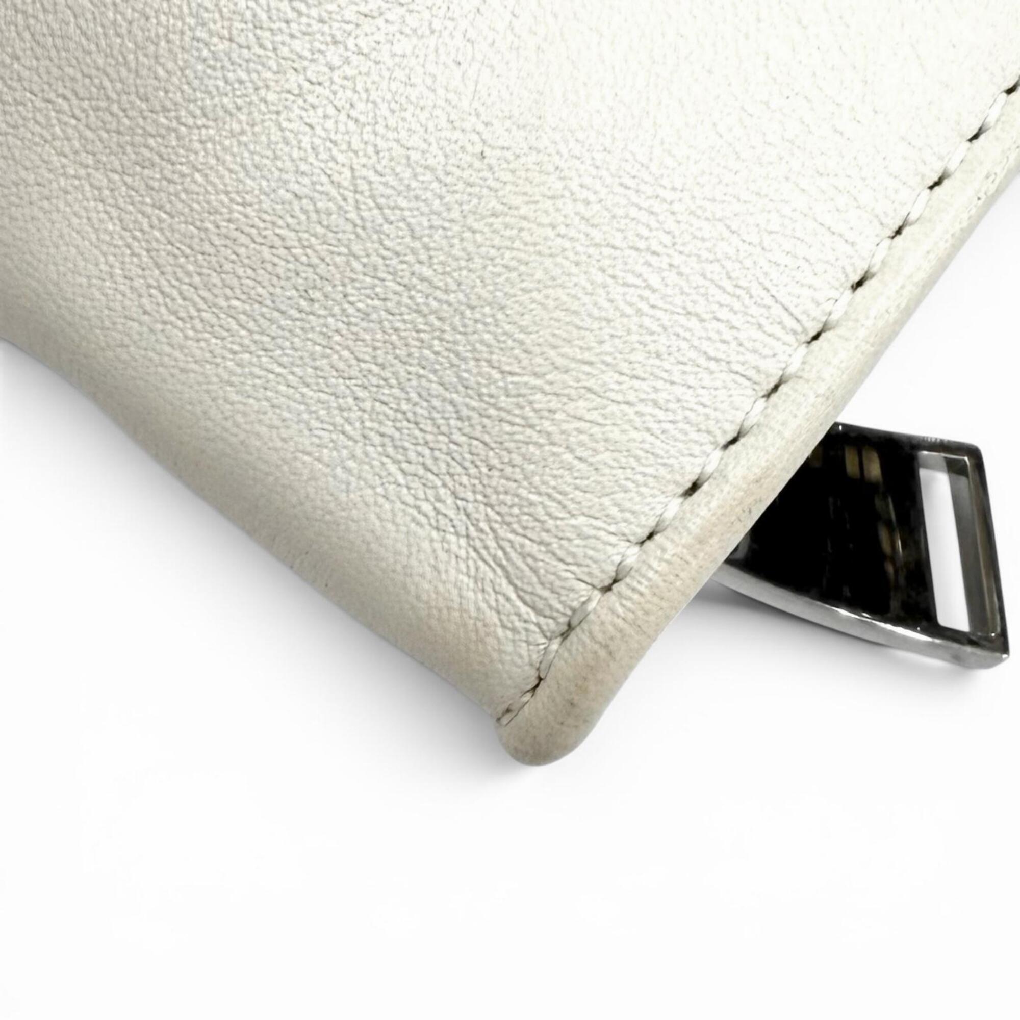 Bottega Veneta White Leather Handbag (Pre-Owned)
