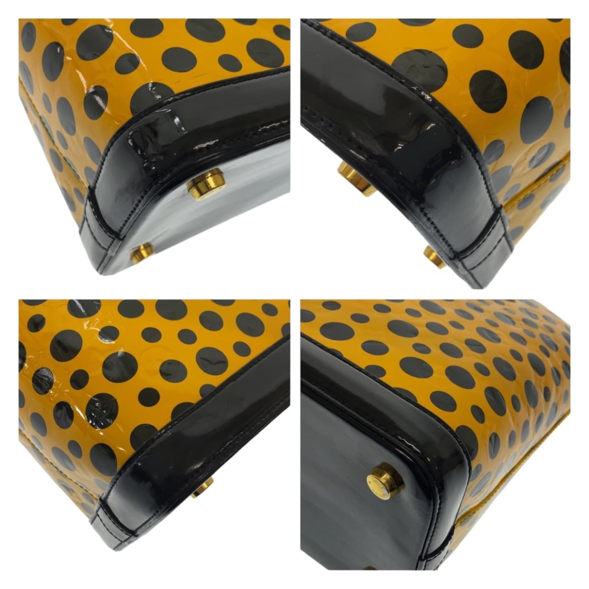 Louis Vuitton Black Yellow Patent Leather Handbag Tote Bag (Pre-Owned)