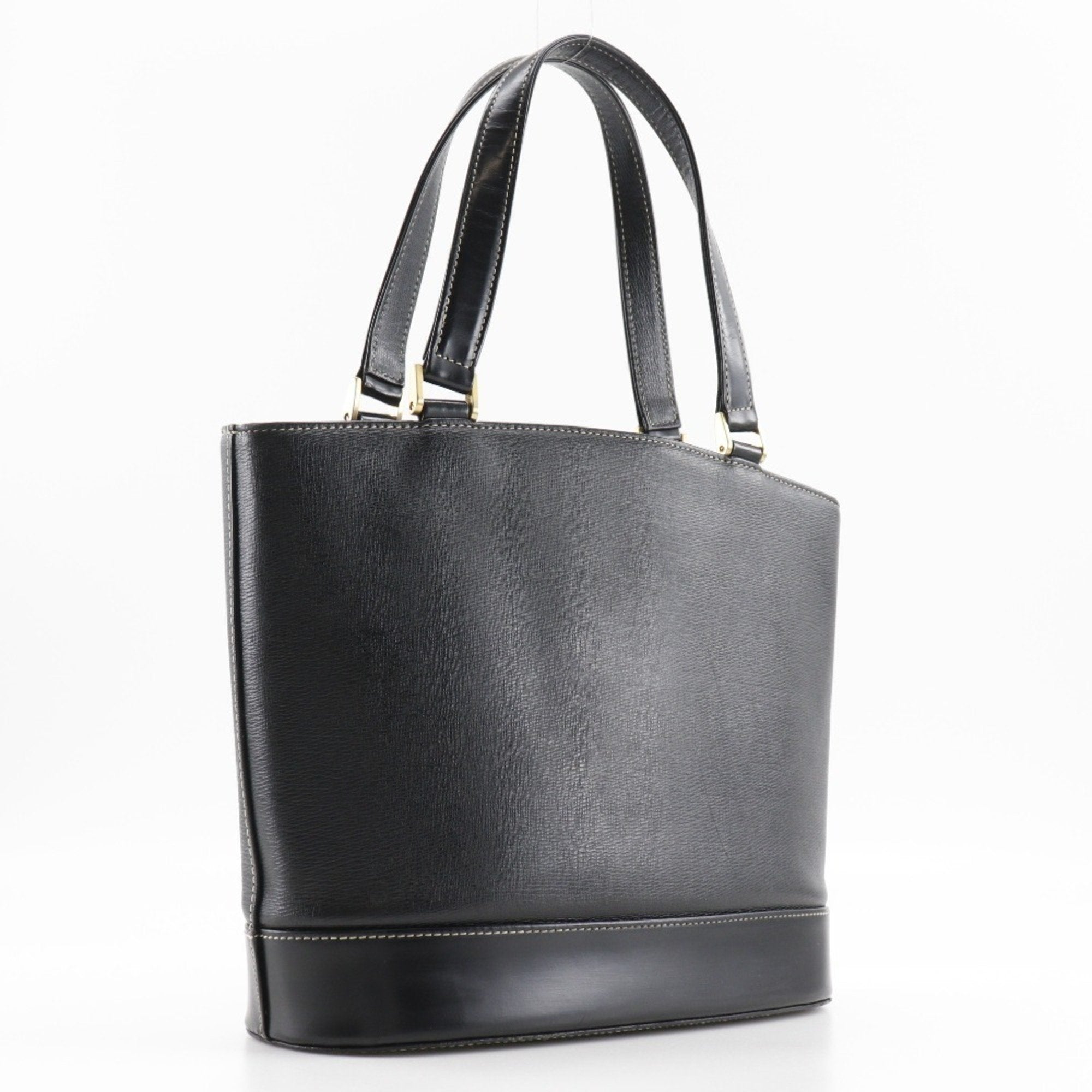 Burberry Black Leather Handbag Tote Bag (Pre-Owned)