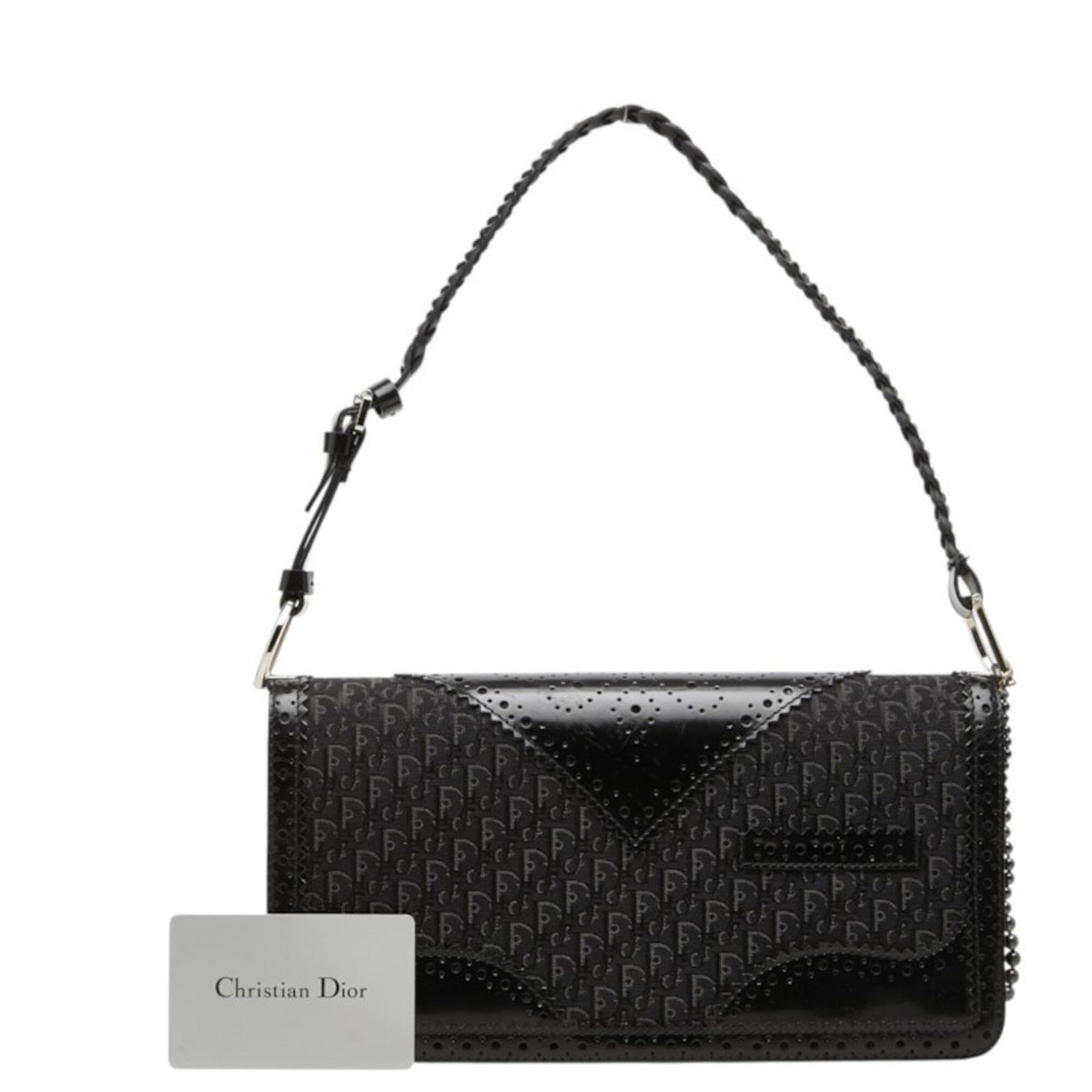 Christian Dior Trotter Black Canvas Leather Shoulder Bag (Pre-Owned)
