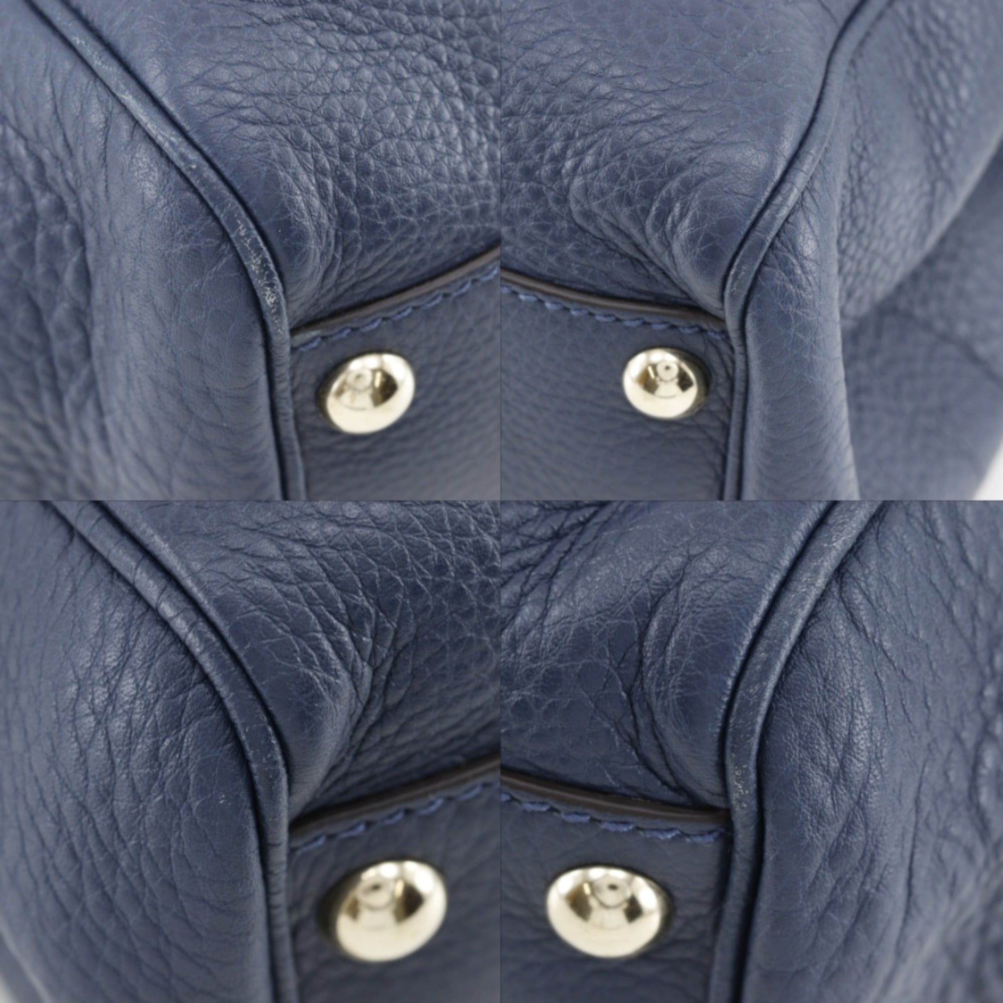 Gucci Navy Leather Handbag Tote Bag (Pre-Owned)
