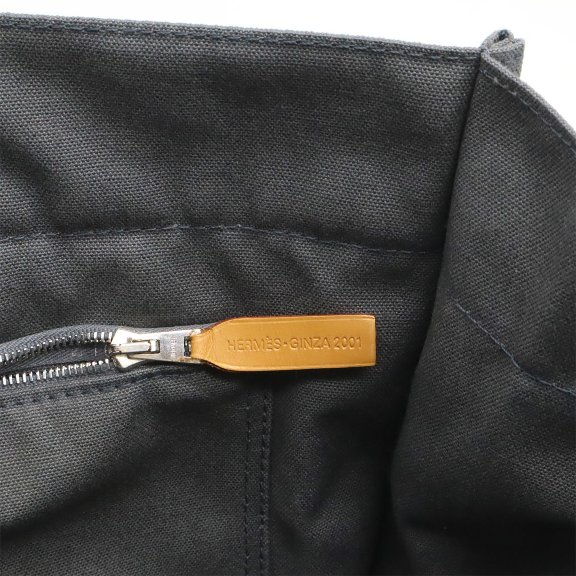 Hermes Gray Orange White Canvas Handbag Tote Bag (Pre-Owned)