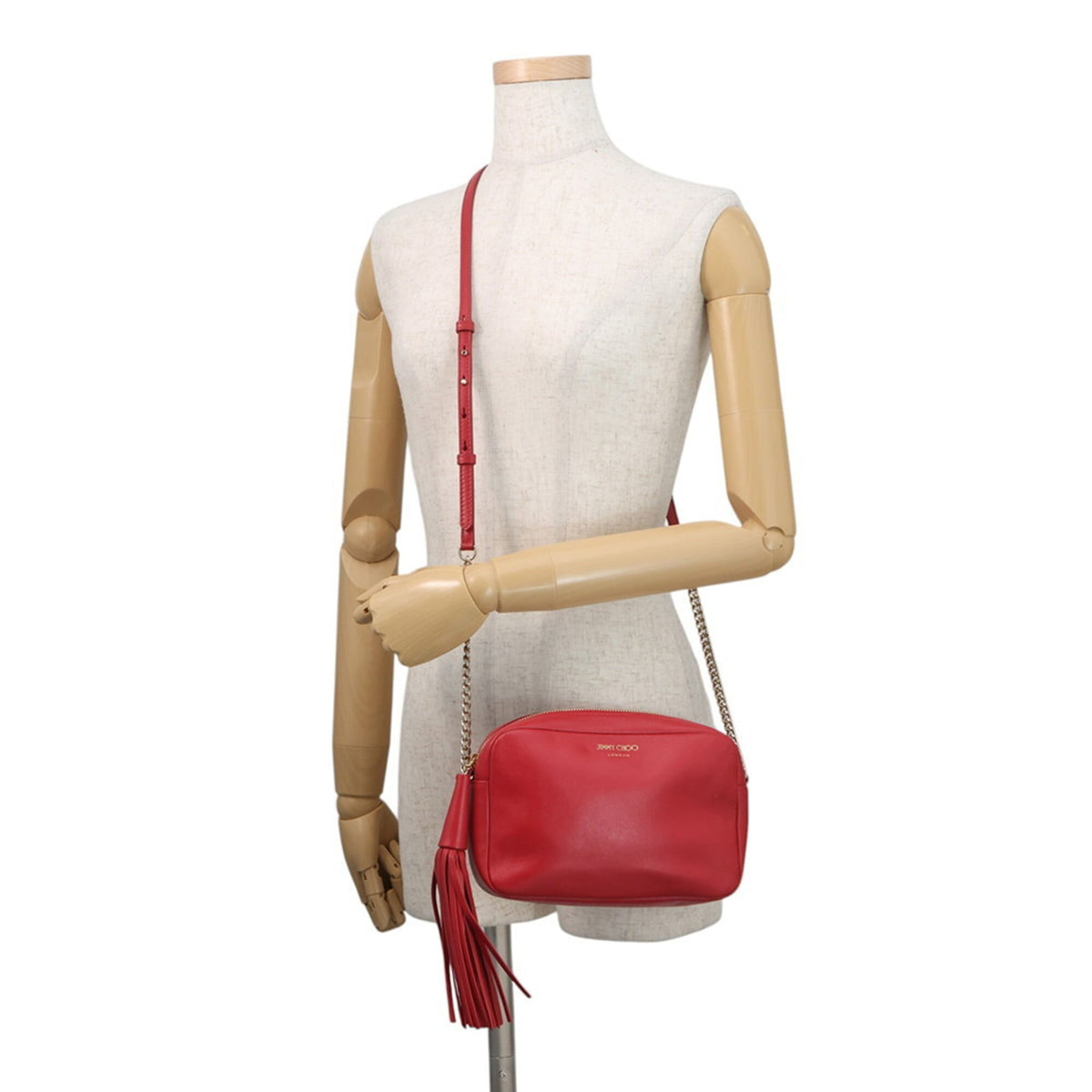 Jimmy Choo Red Color Leather Handbag Shoulder Bag (Pre-Owned)