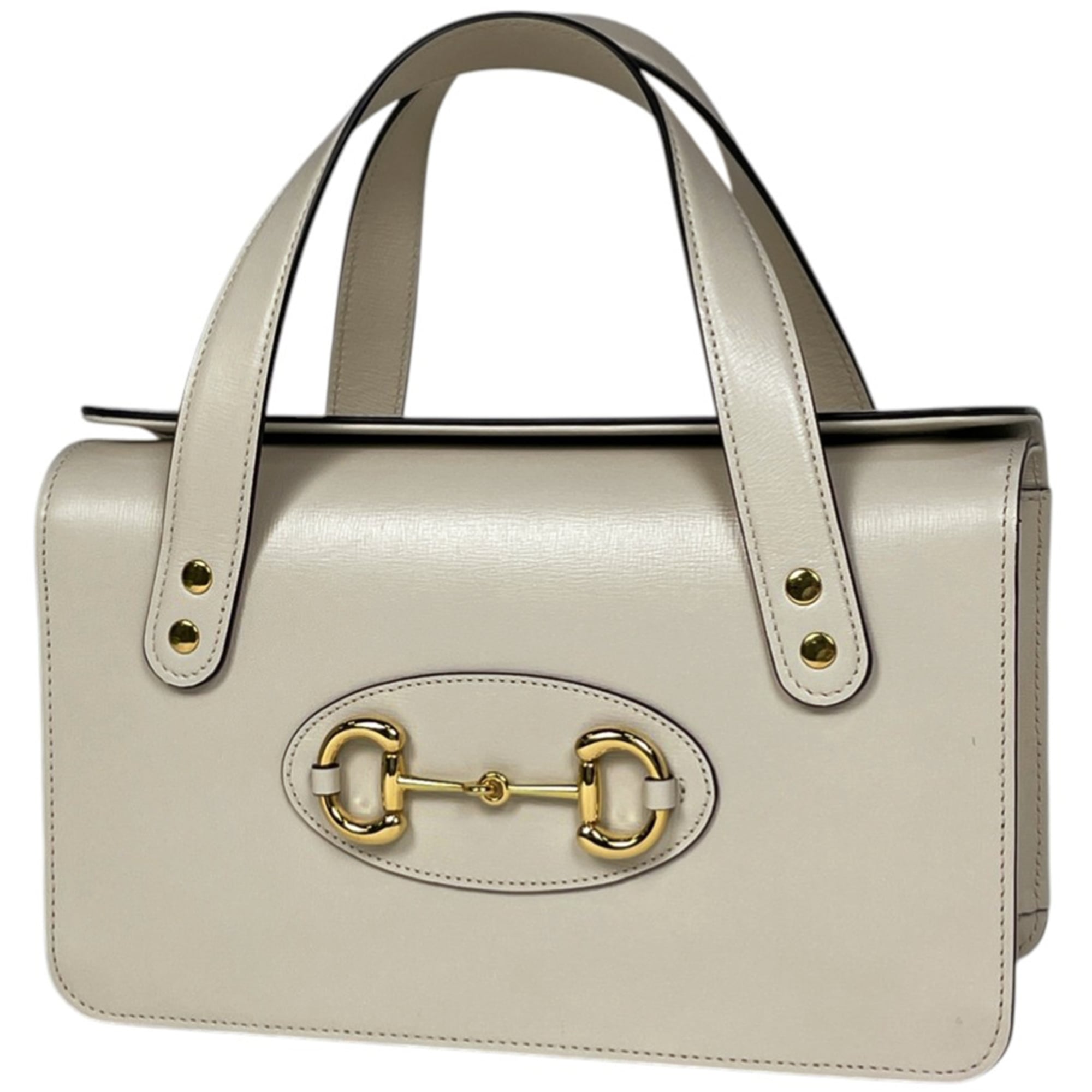 Gucci Horsebit Ivory Leather Handbag (Pre-Owned)