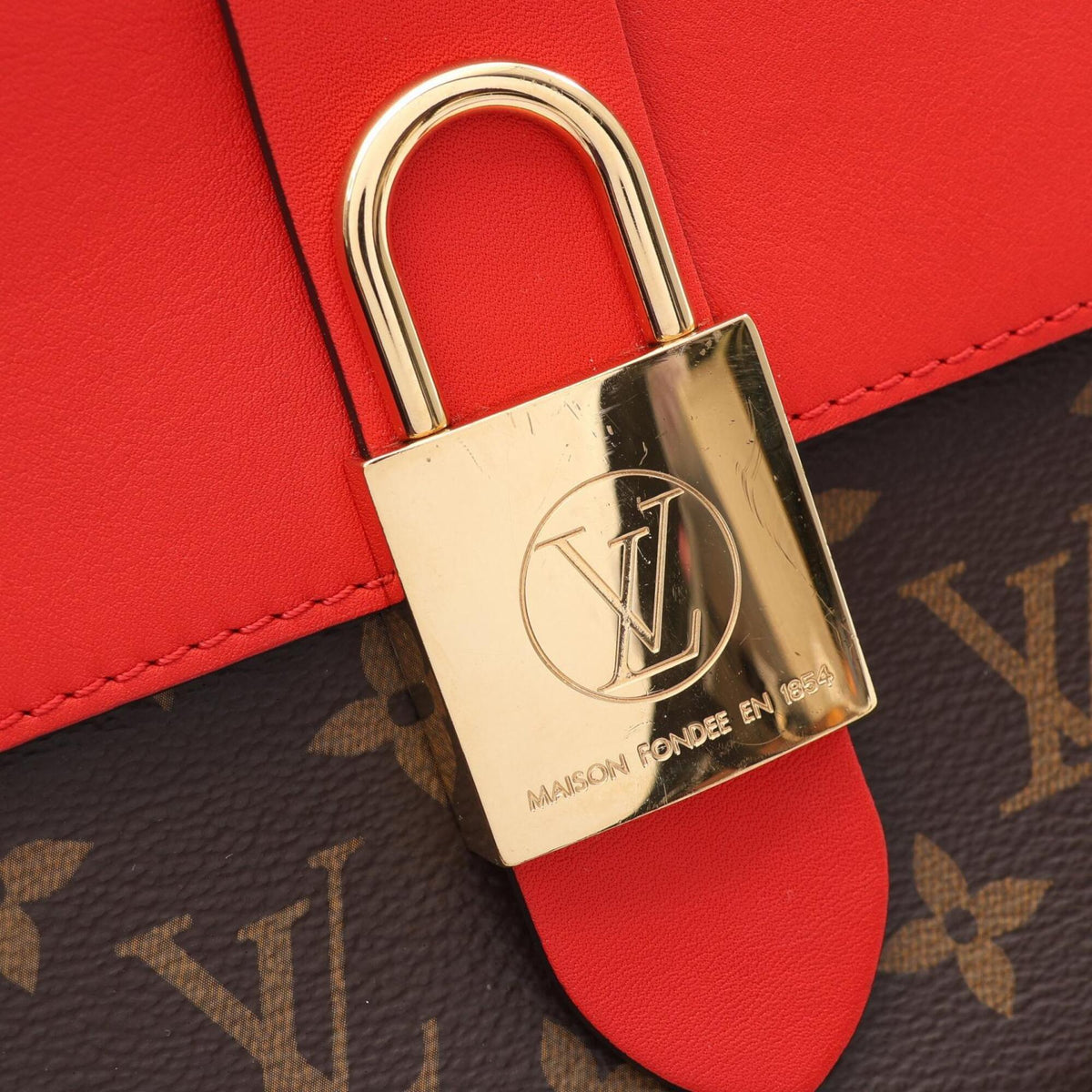 Louis Vuitton Brown Red Color Coated Canvas Leather Handbag (Pre-Owned)