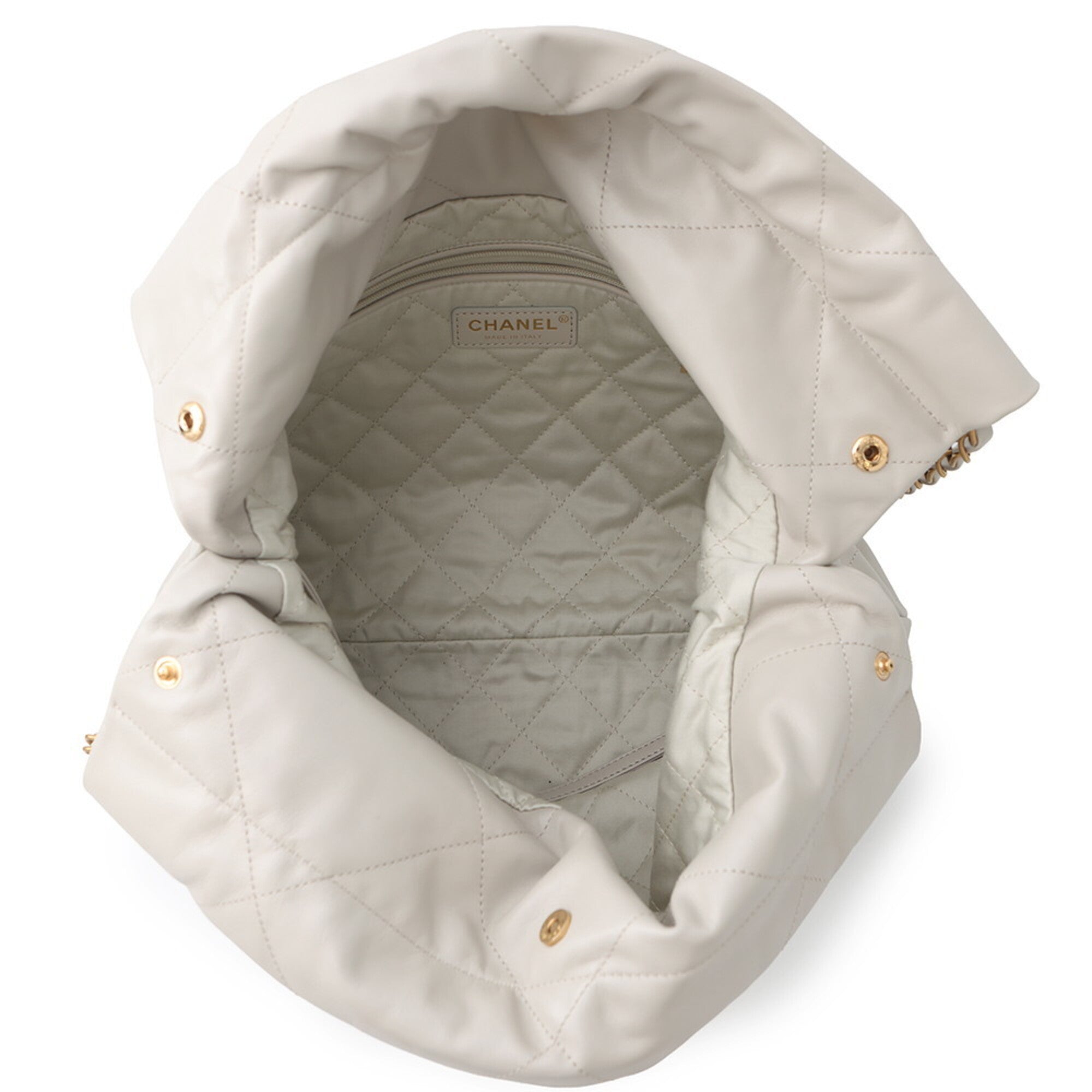 Chanel Ivory Leather Handbag Pouch (Pre-Owned)