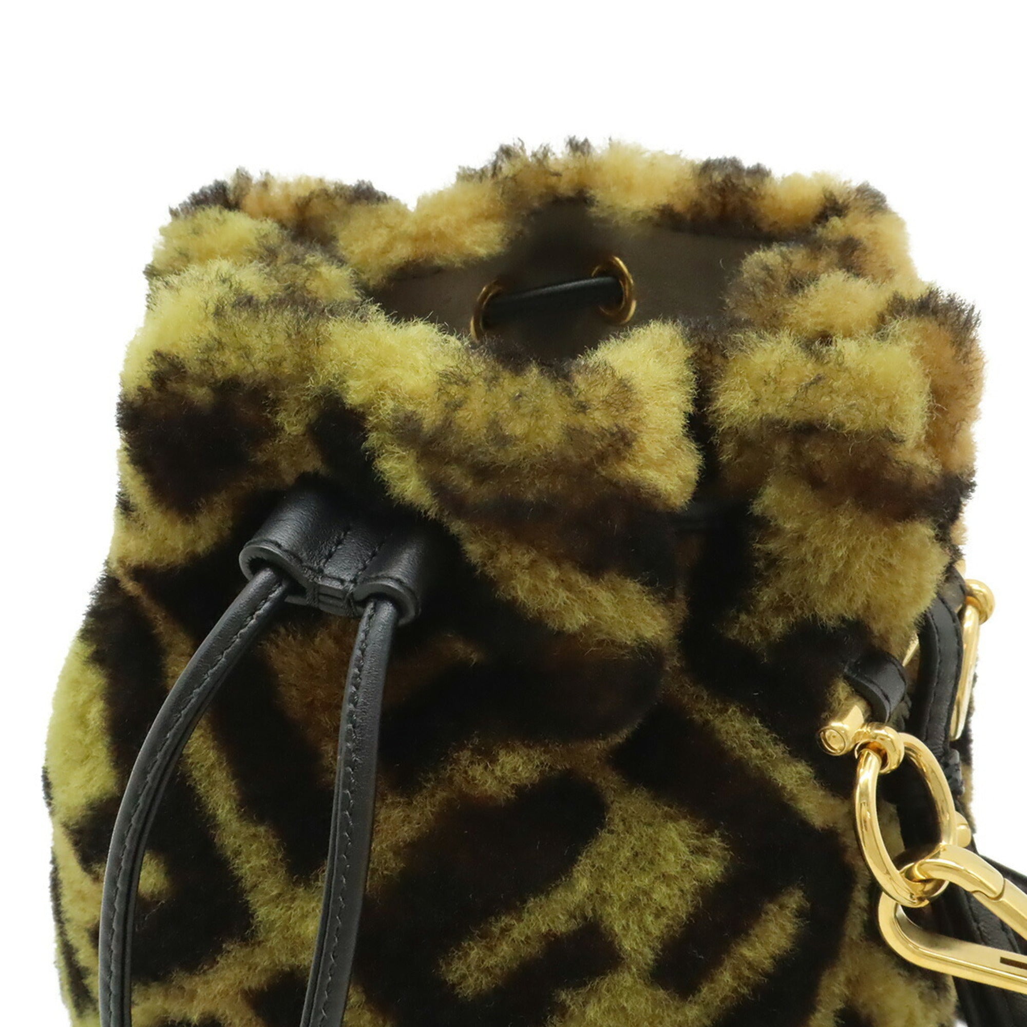 Fendi Black Brown Fur Leather Handbag Shoulder Bag (Pre-Owned)