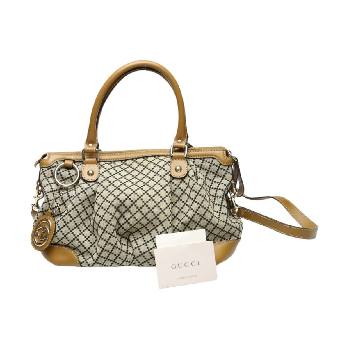 Gucci Beige Brown Canvas Shoulder Bag Tote Bag (Pre-Owned)