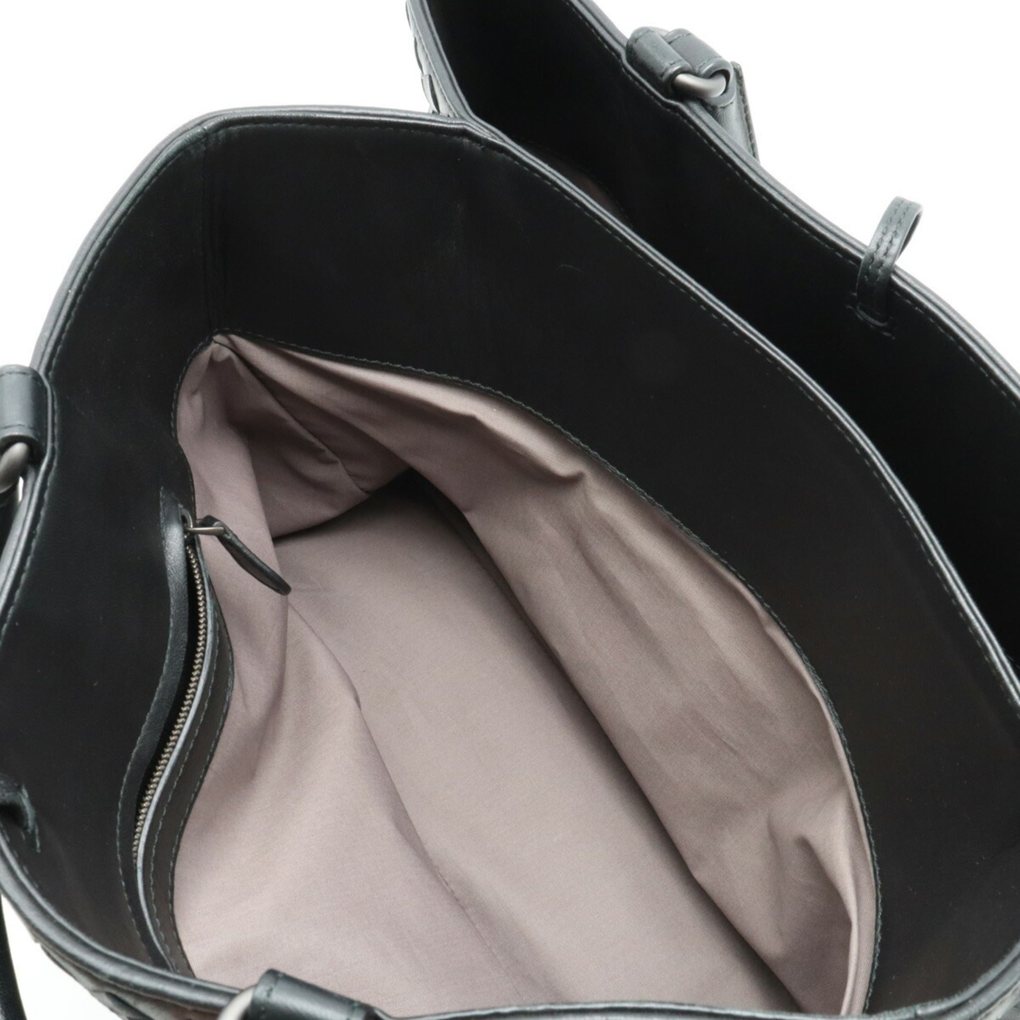 Bottega Veneta Intrecciato Black Leather Handbag Tote Bag (Pre-Owned)