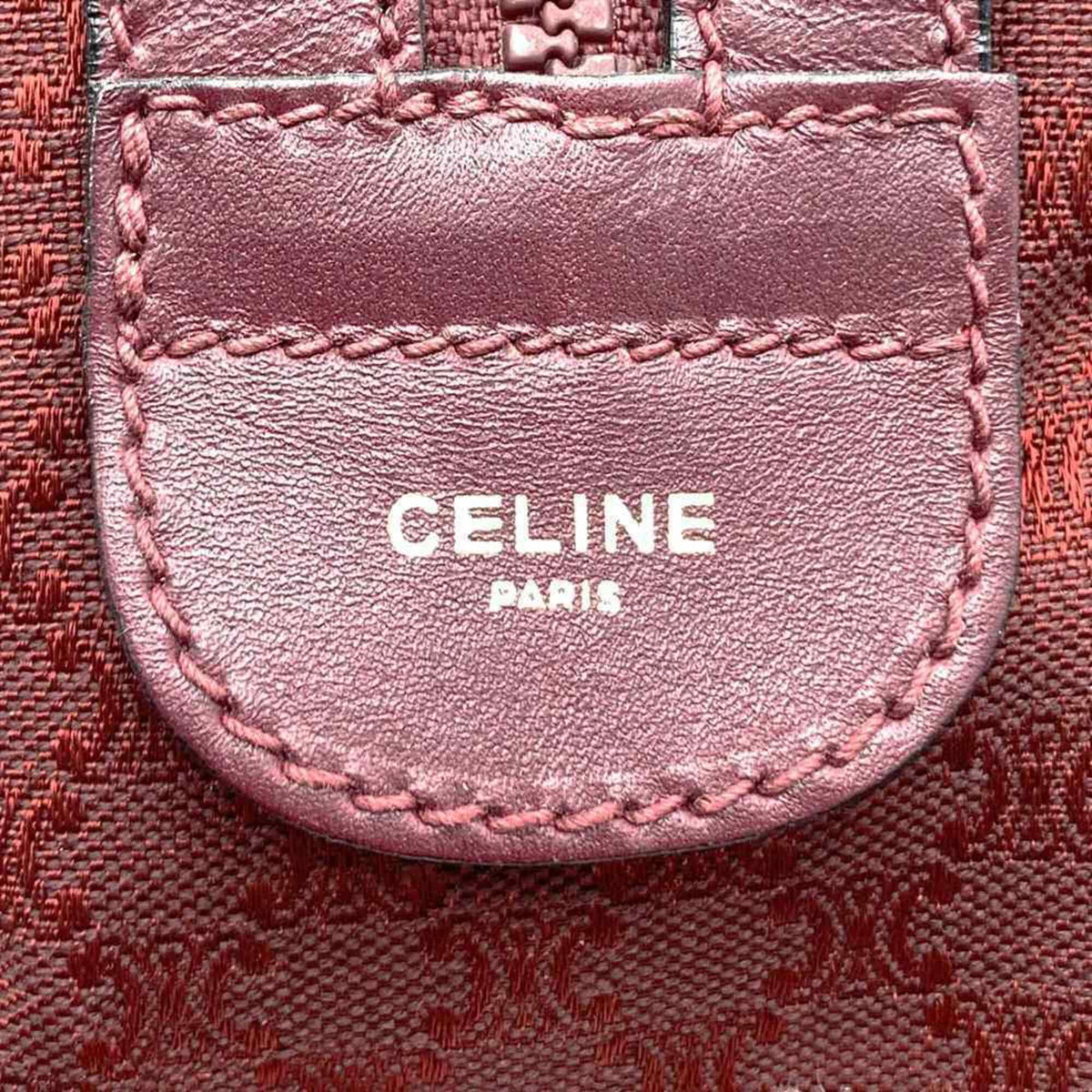 Celine Macadam Red Color Canvas Leather Boston Bag Handbag (Pre-Owned)