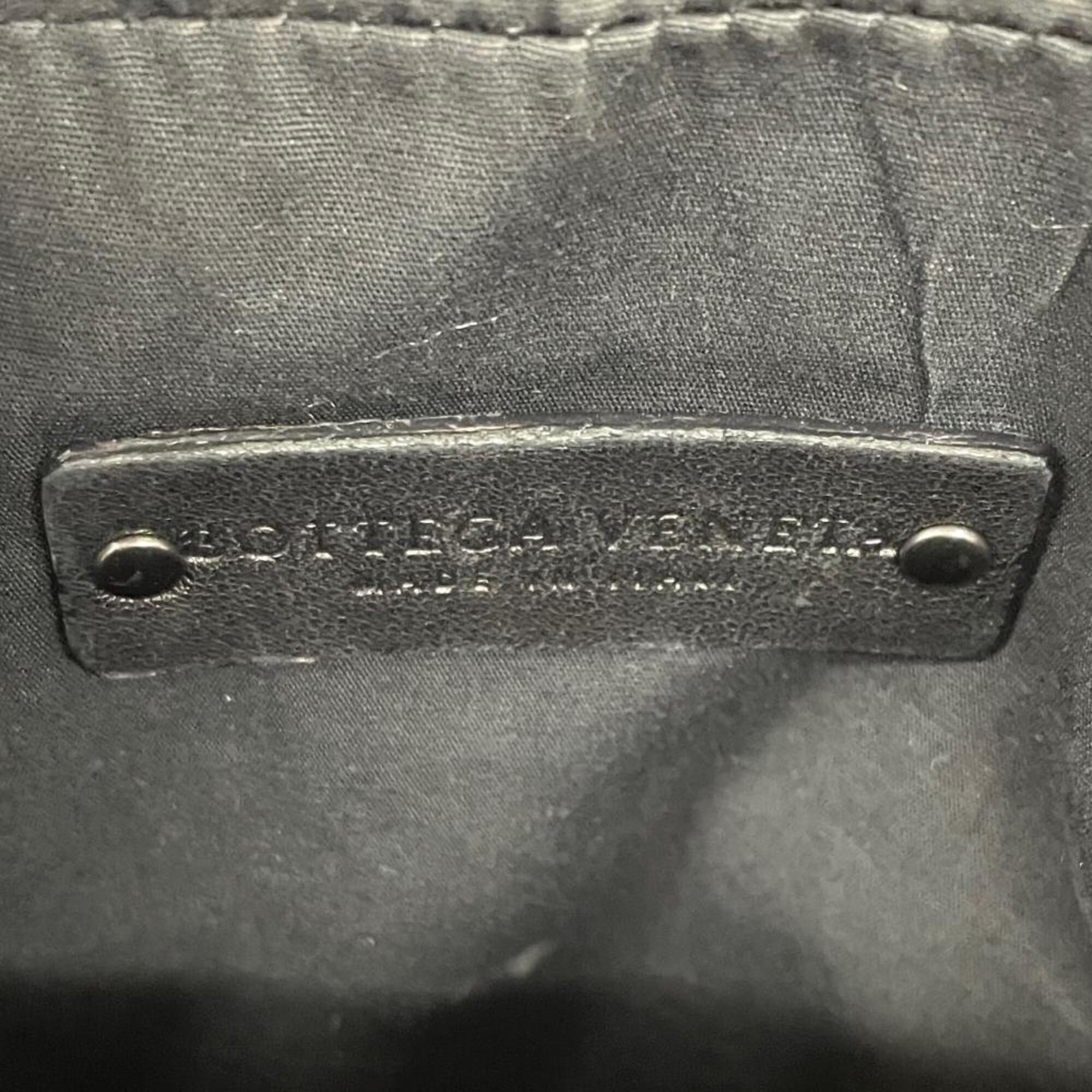 Bottega Veneta Black Coated Canvas Shoulder Bag (Pre-Owned)