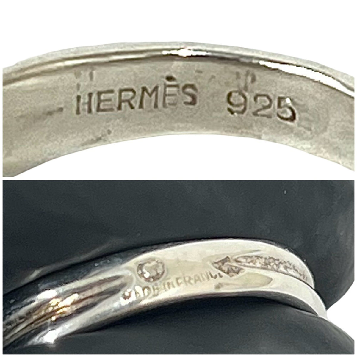 Hermes Silver Silver 925 Band Ring (Pre-Owned)