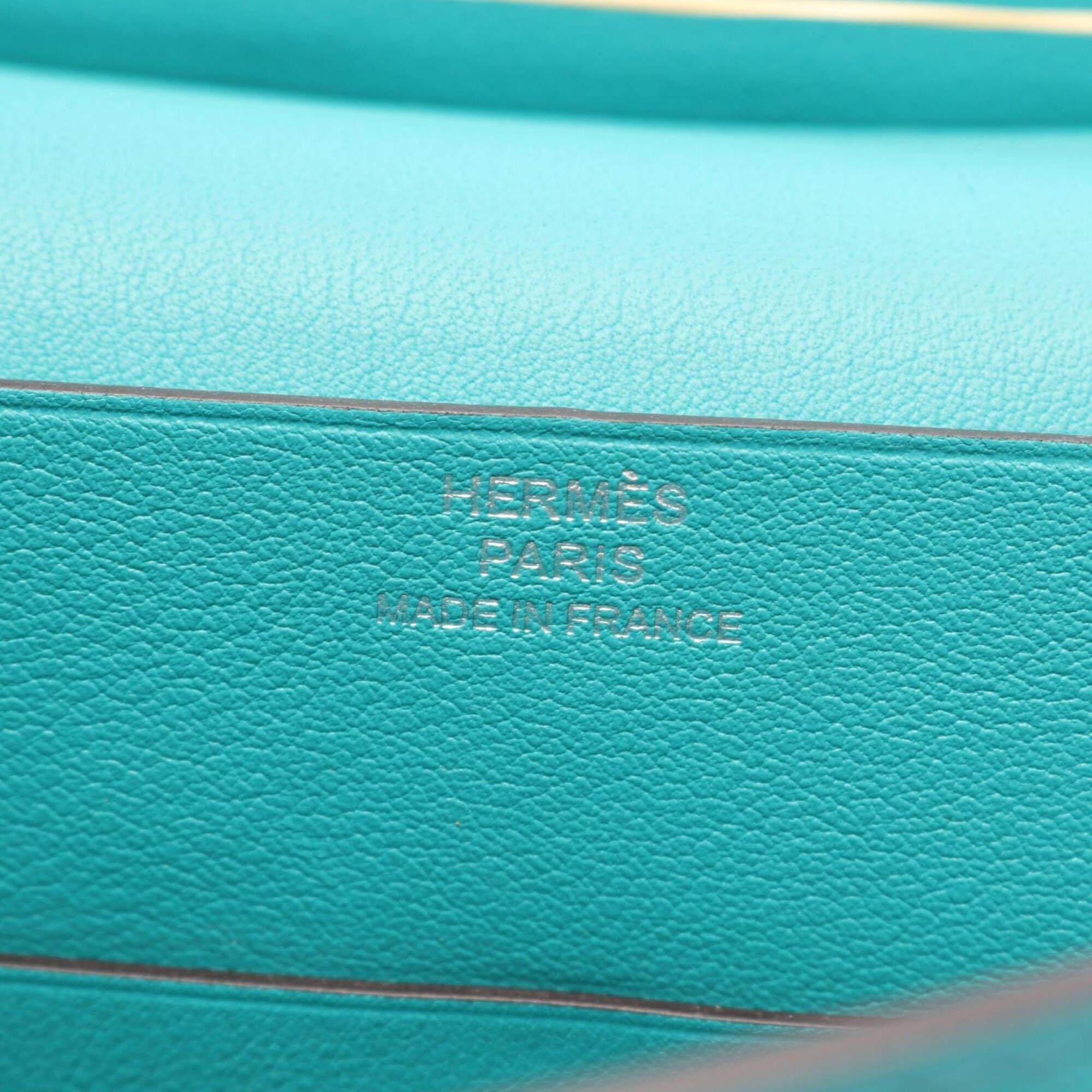 Hermes Green Lime Yellow Swift Leather Chevre Leather Pouch (Pre-Owned)