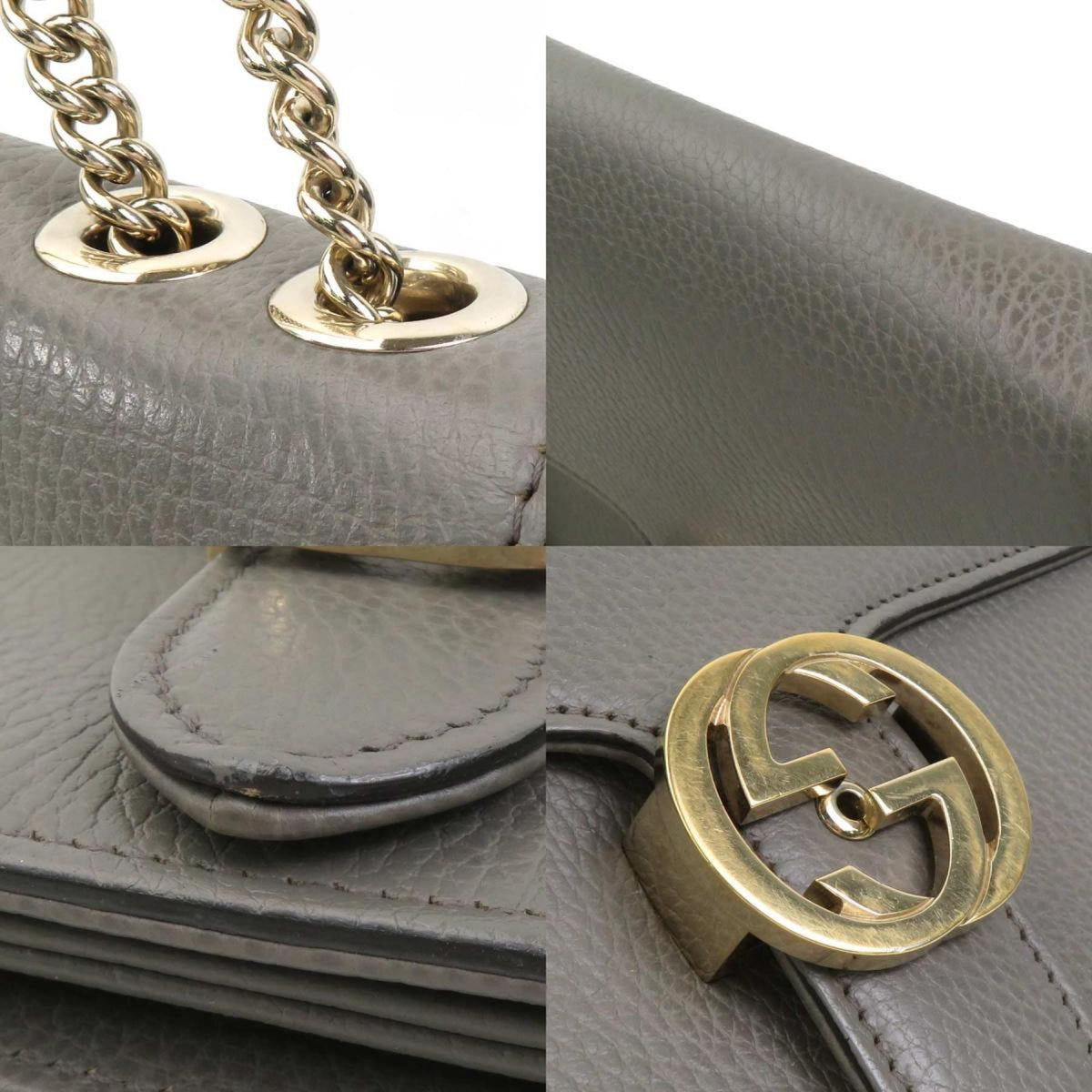 Gucci Gray Leather Shoulder Bag (Pre-Owned)