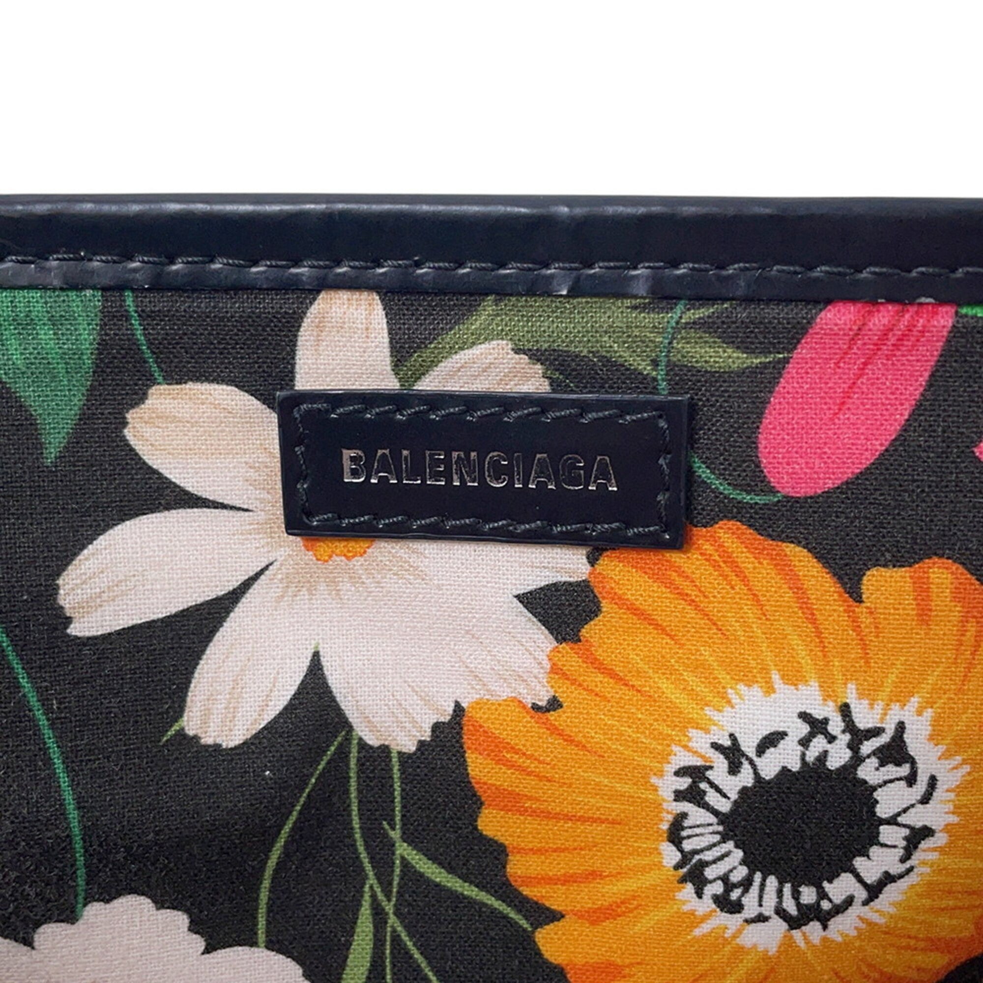 Balenciaga Black White Canvas Leather Handbag Pouch Tote Bag (Pre-Owned)