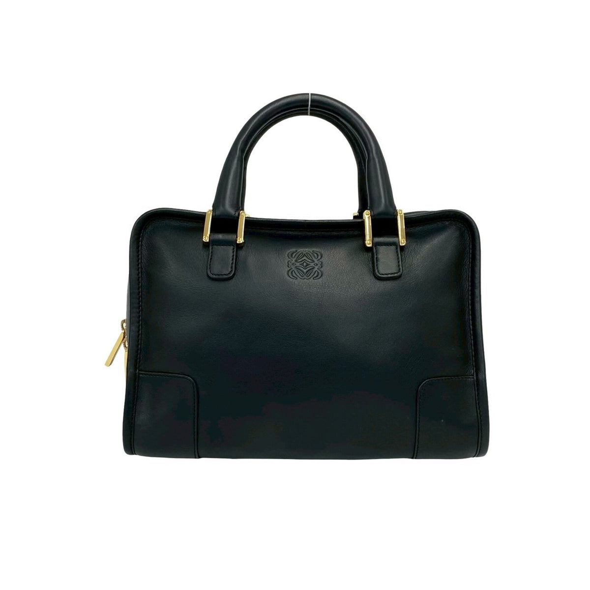 Loewe Black Leather Boston Bag Handbag (Pre-Owned)