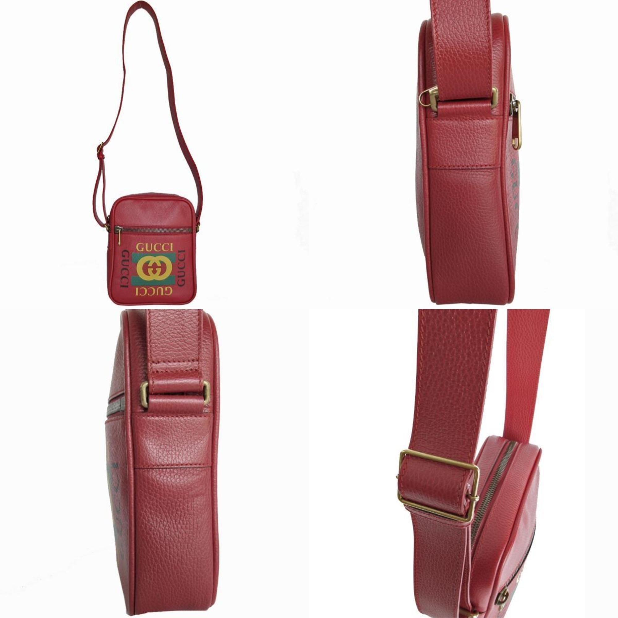 Gucci Dark Red Leather Shoulder Bag (Pre-Owned)