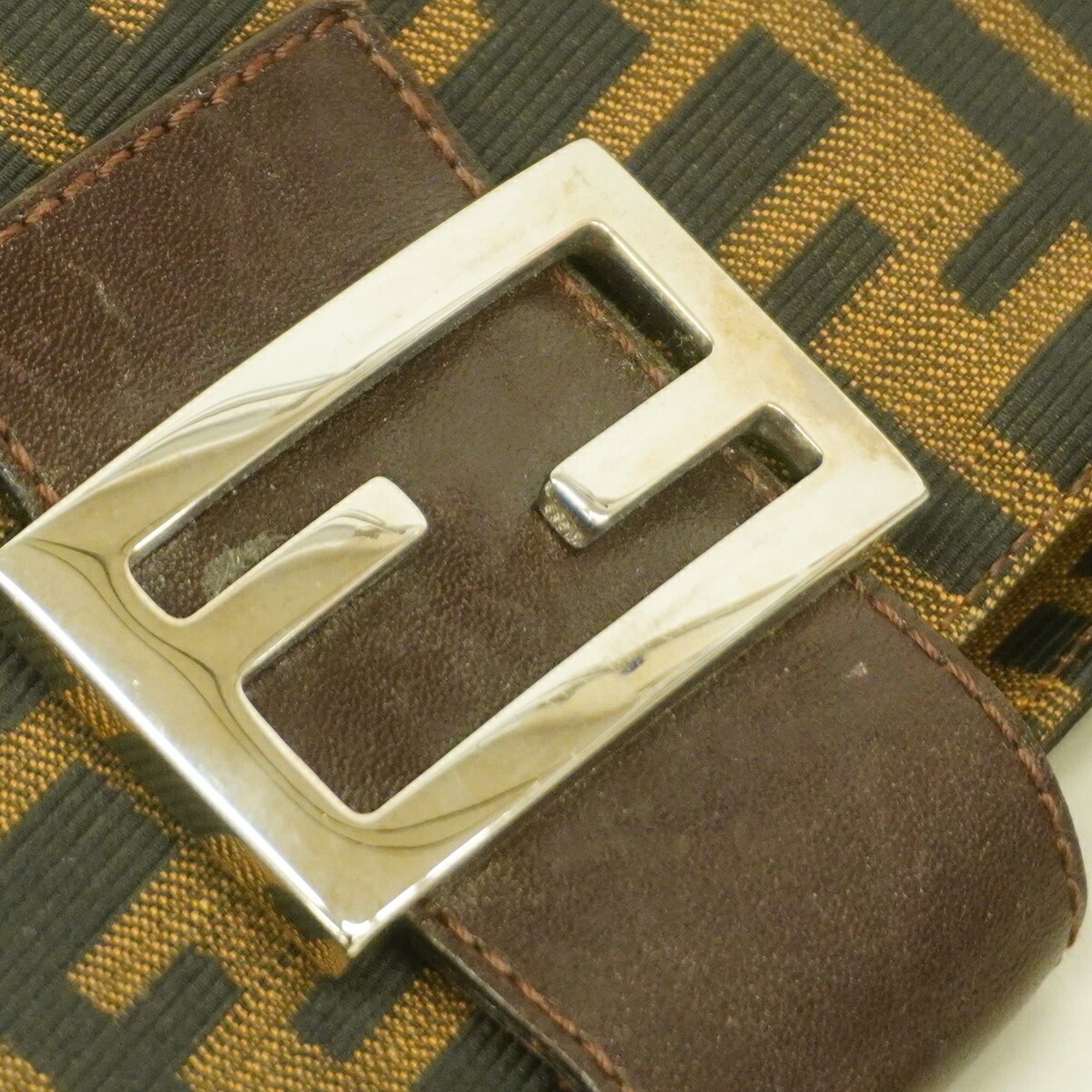 Fendi Brown Nylon Canvas Handbag (Pre-Owned)