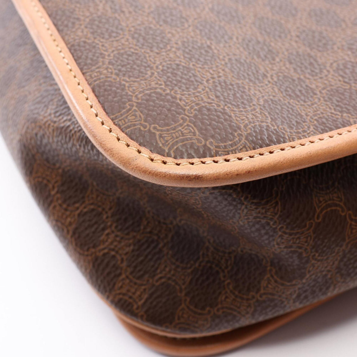 Celine Brown Coated Canvas Leather Handbag Shoulder Bag (Pre-Owned)