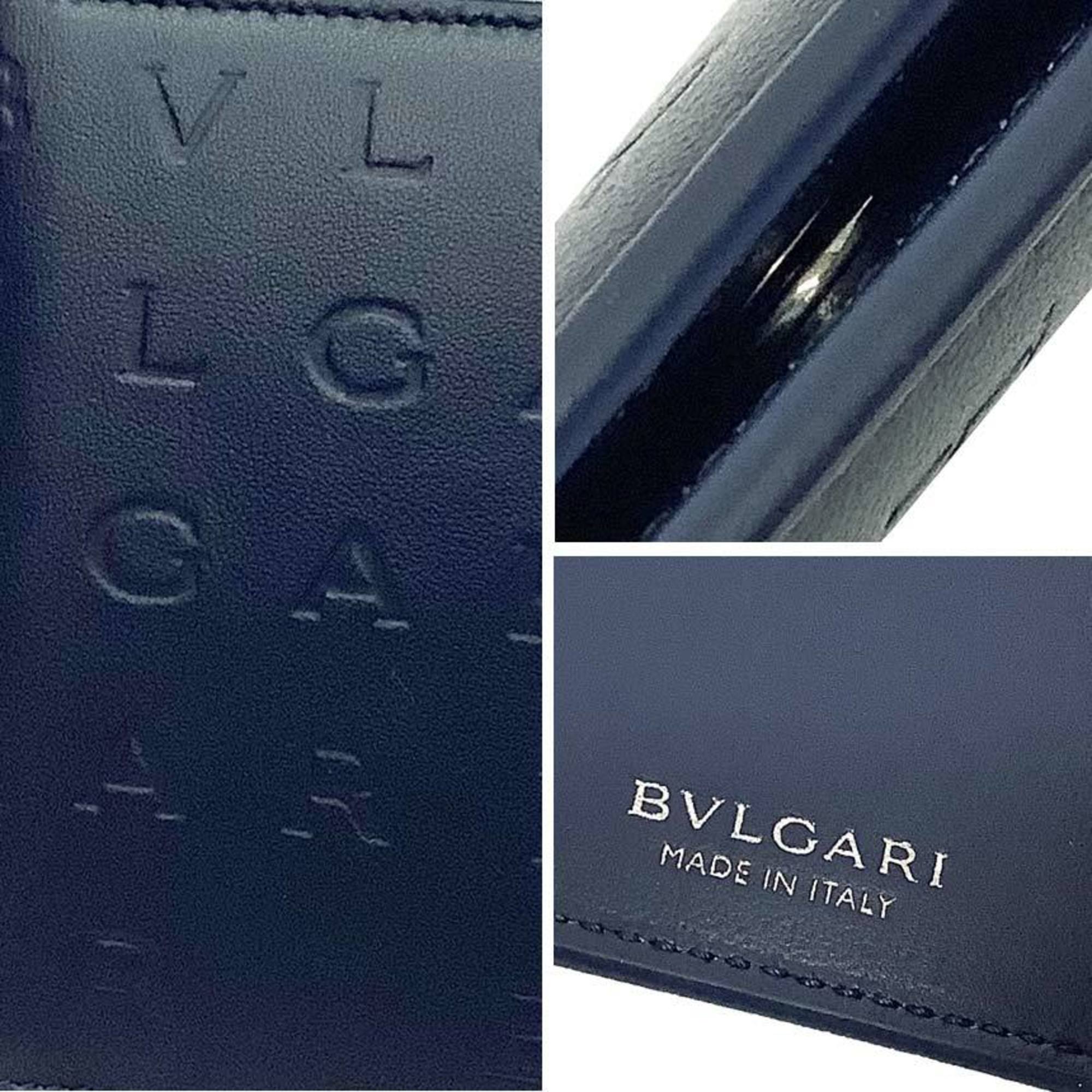 Bvlgari Navy Leather Wallet (Bi-Fold) (Pre-Owned)