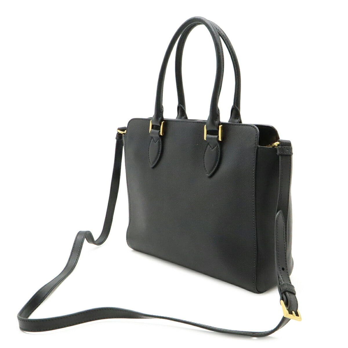 Prada Saffiano Black Nero Leather Handbag Shoulder Bag (Pre-Owned)