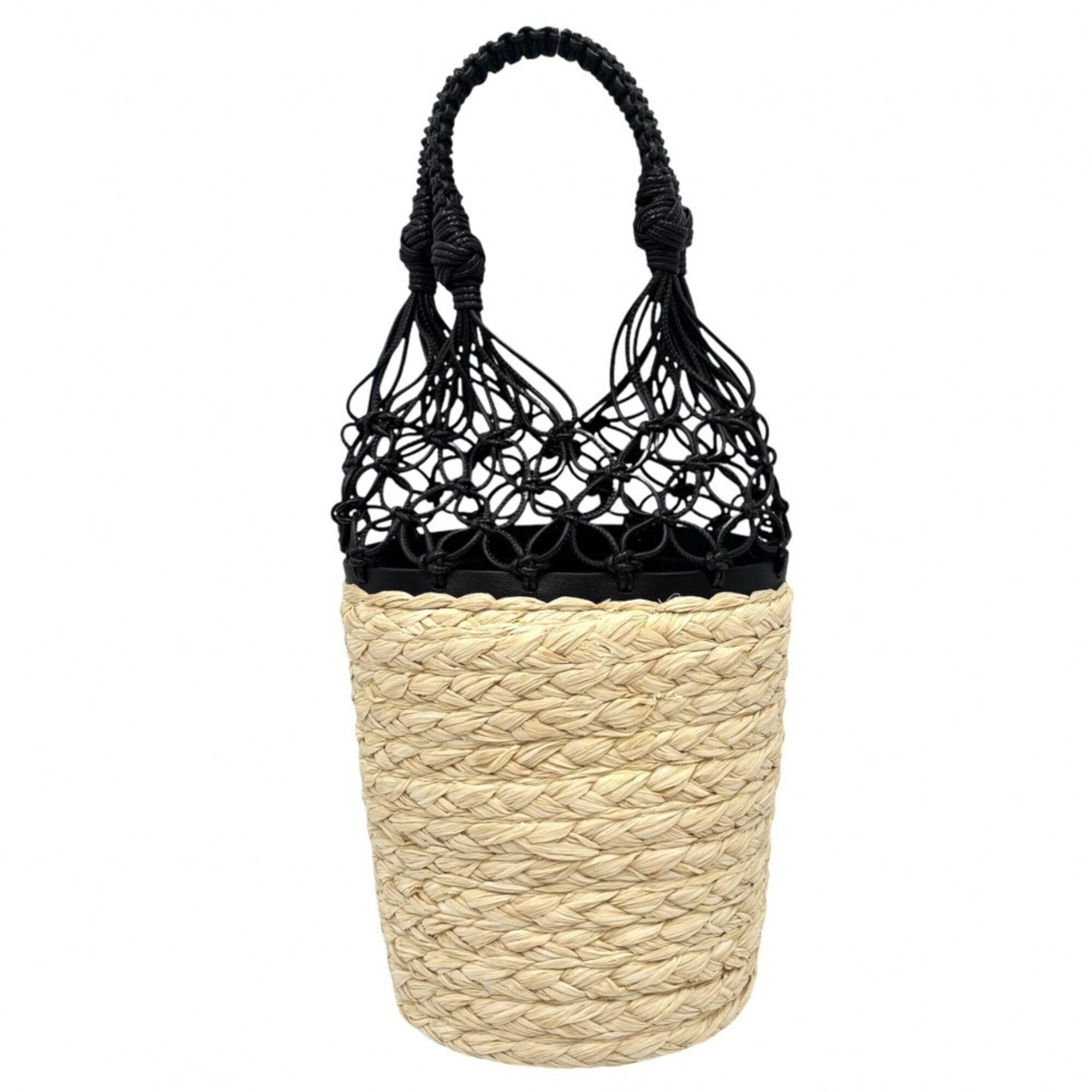Miu Miu Beige Black Straw Handbag (Pre-Owned)