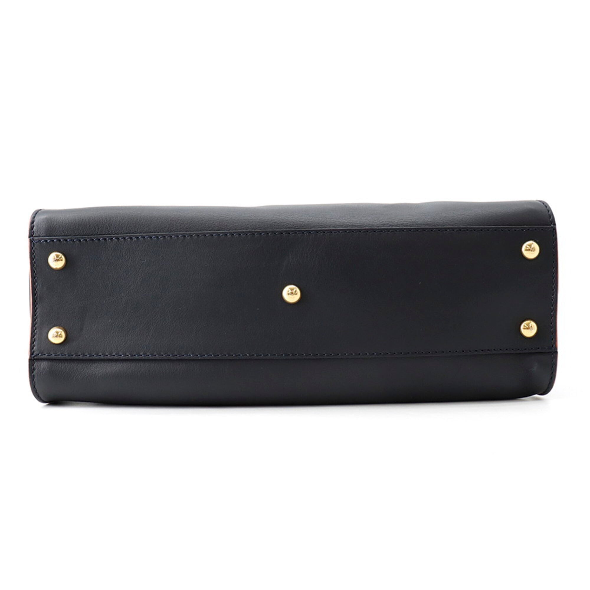 Fendi Navy Leather Handbag Shoulder Bag (Pre-Owned)