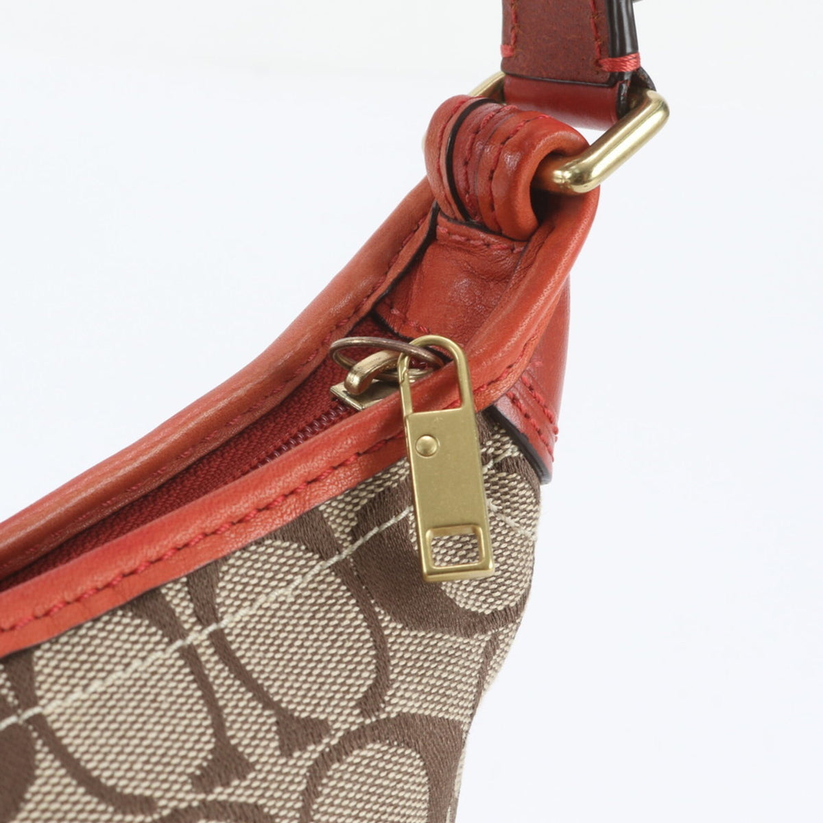 Coach Beige Leather Canvas Handbag Shoulder Bag (Pre-Owned)