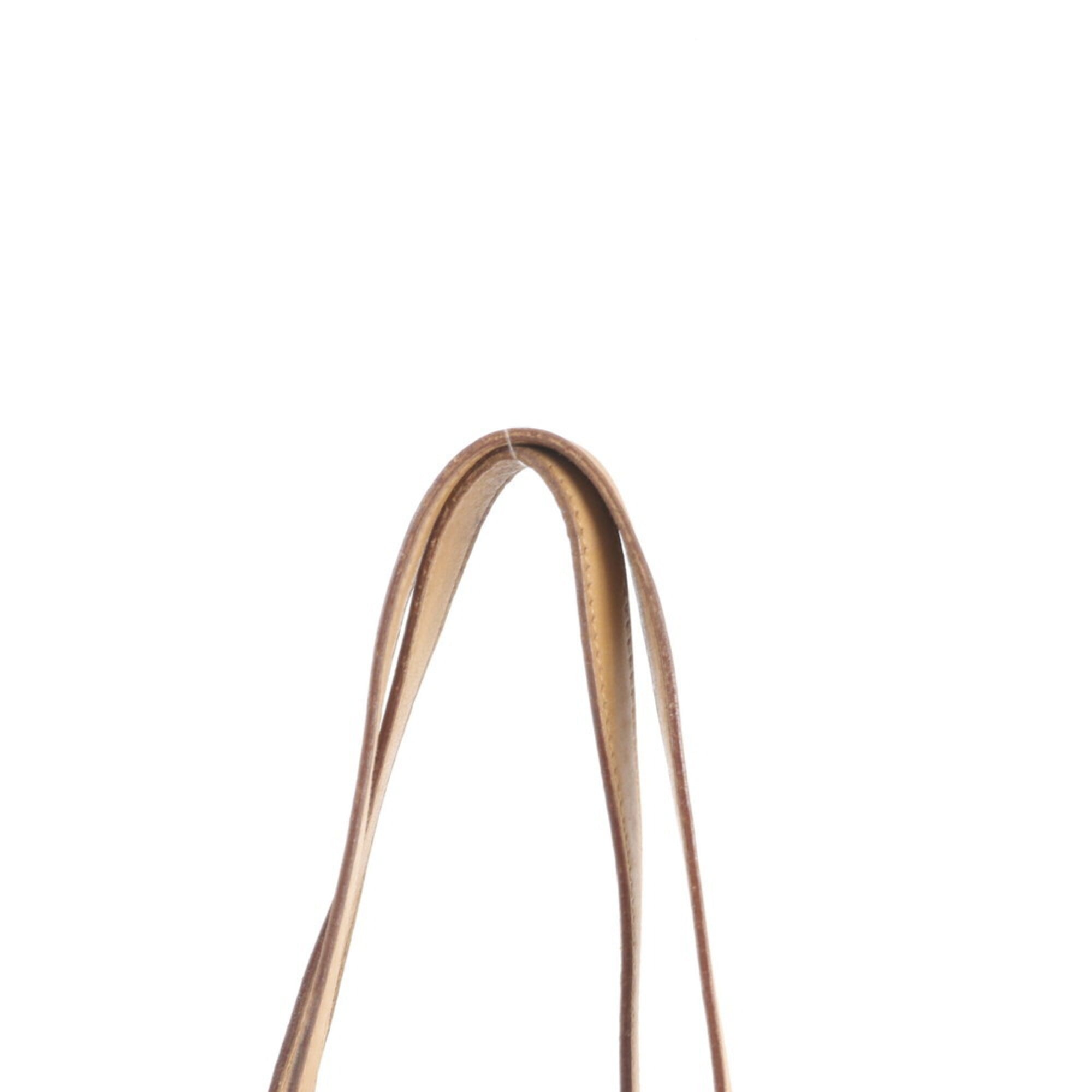 Gucci Gg Canvas Beige Brown Gg Canvas Leather Handbag Tote Bag (Pre-Owned)
