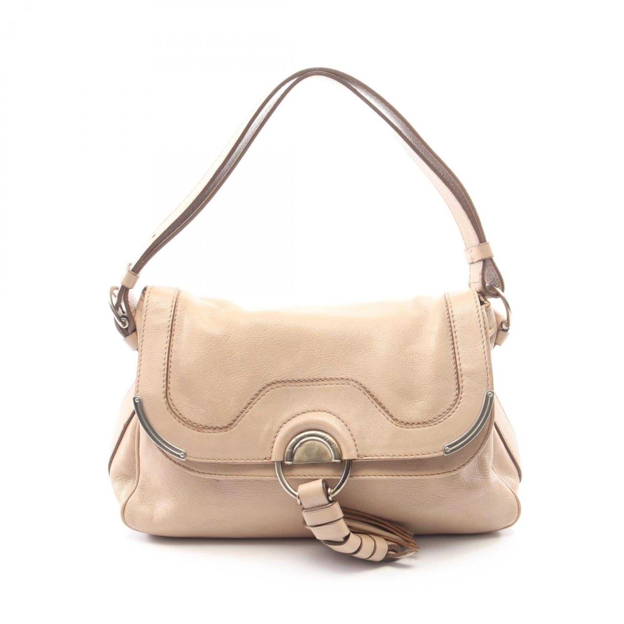 Celine Beige Leather Handbag Shoulder Bag (Pre-Owned)