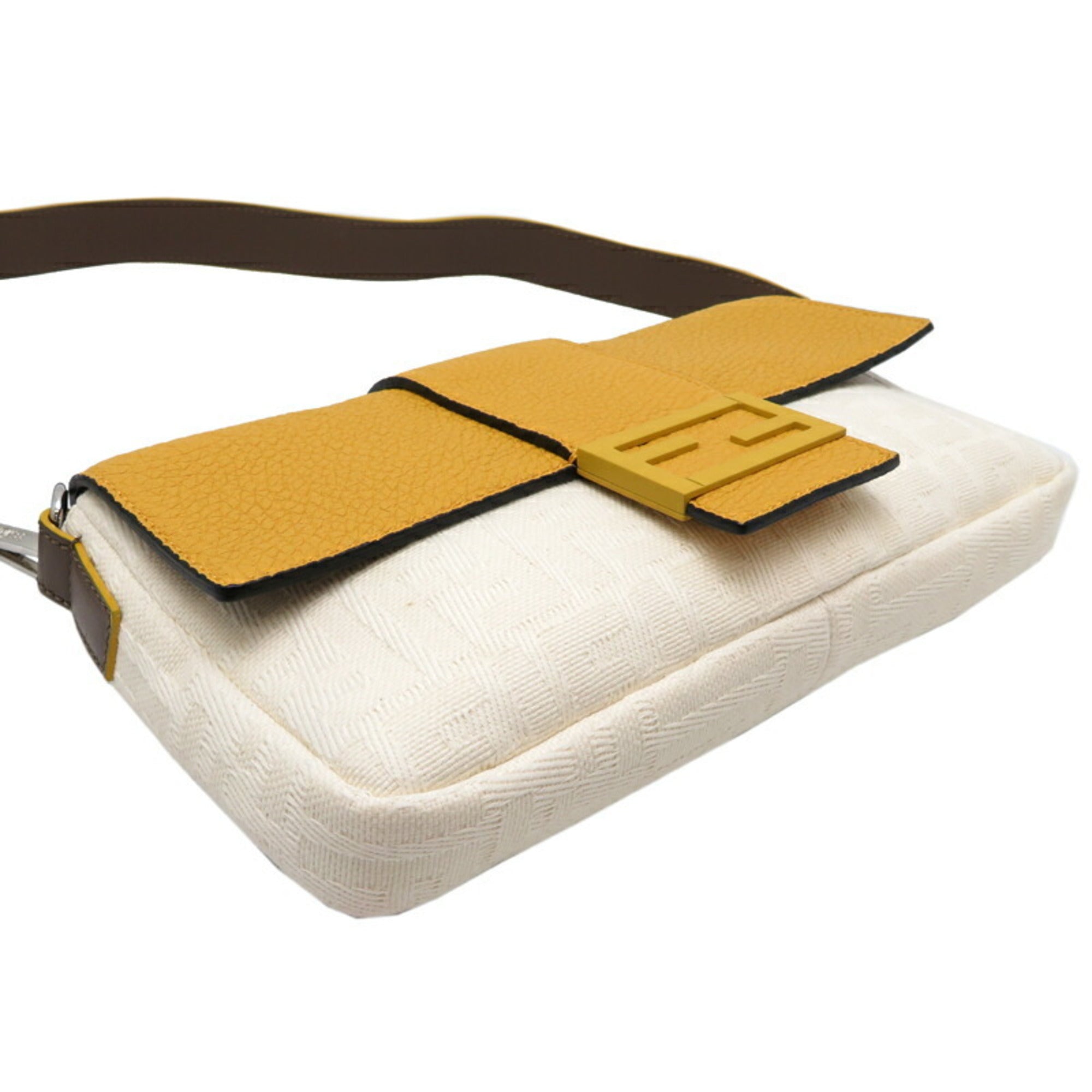Fendi Dark Yellow Canvas Leather Shoulder Bag (Pre-Owned)