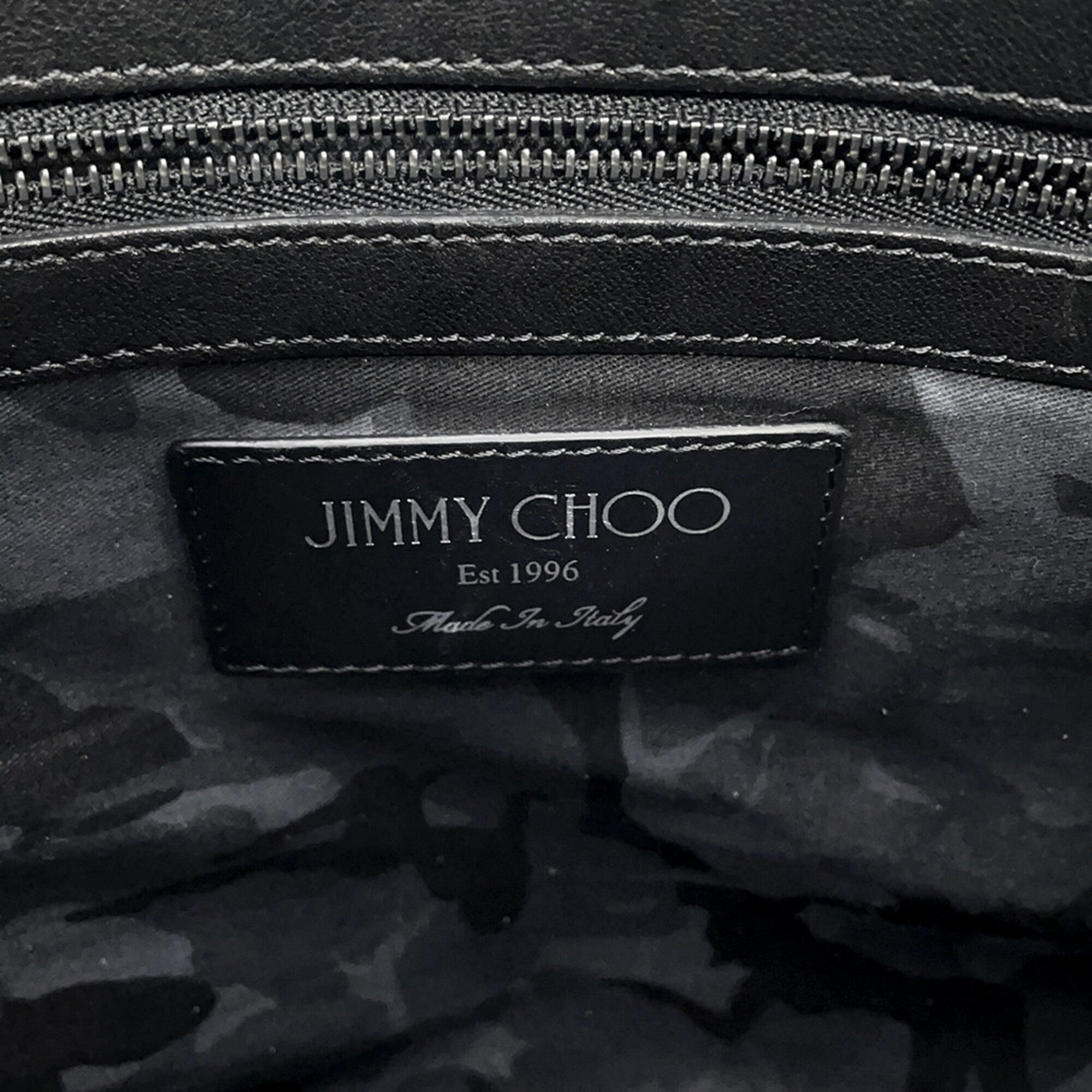 Jimmy Choo Black Leather Clutch Bag Handbag (Pre-Owned)