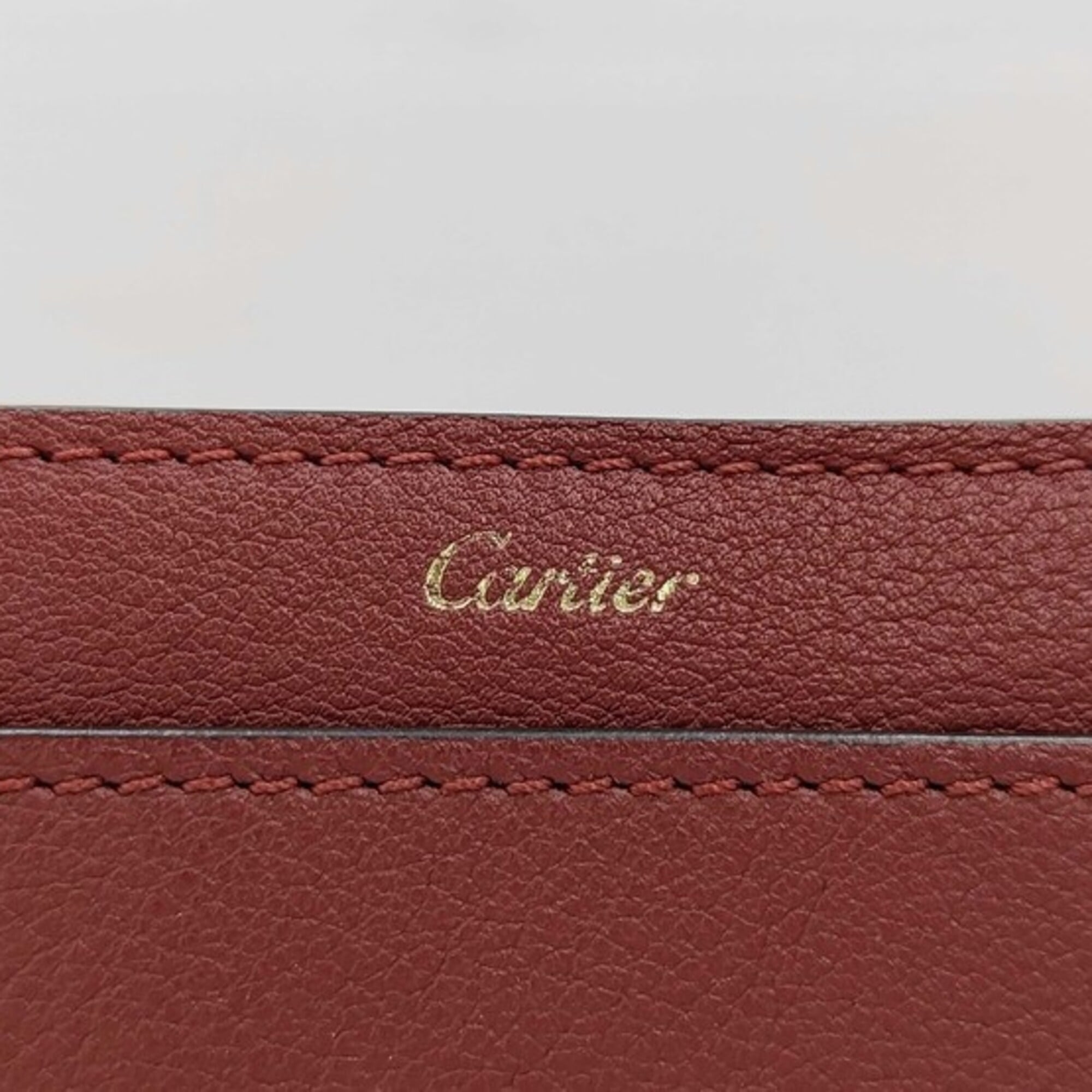 Cartier Bordeaux Leather Long Wallet (Tri-Fold) (Pre-Owned)