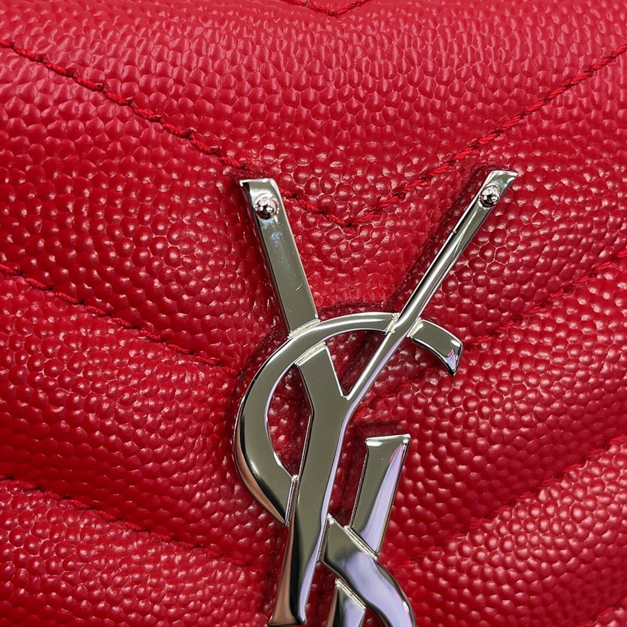 Yves Saint Laurent Red Color Leather Long Wallet (Bi-Fold) (Pre-Owned)