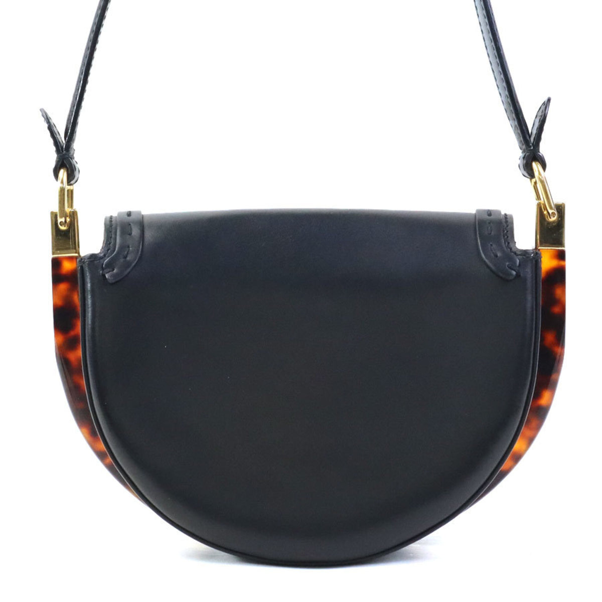 Fendi Black Brown Leather Shoulder Bag (Pre-Owned)