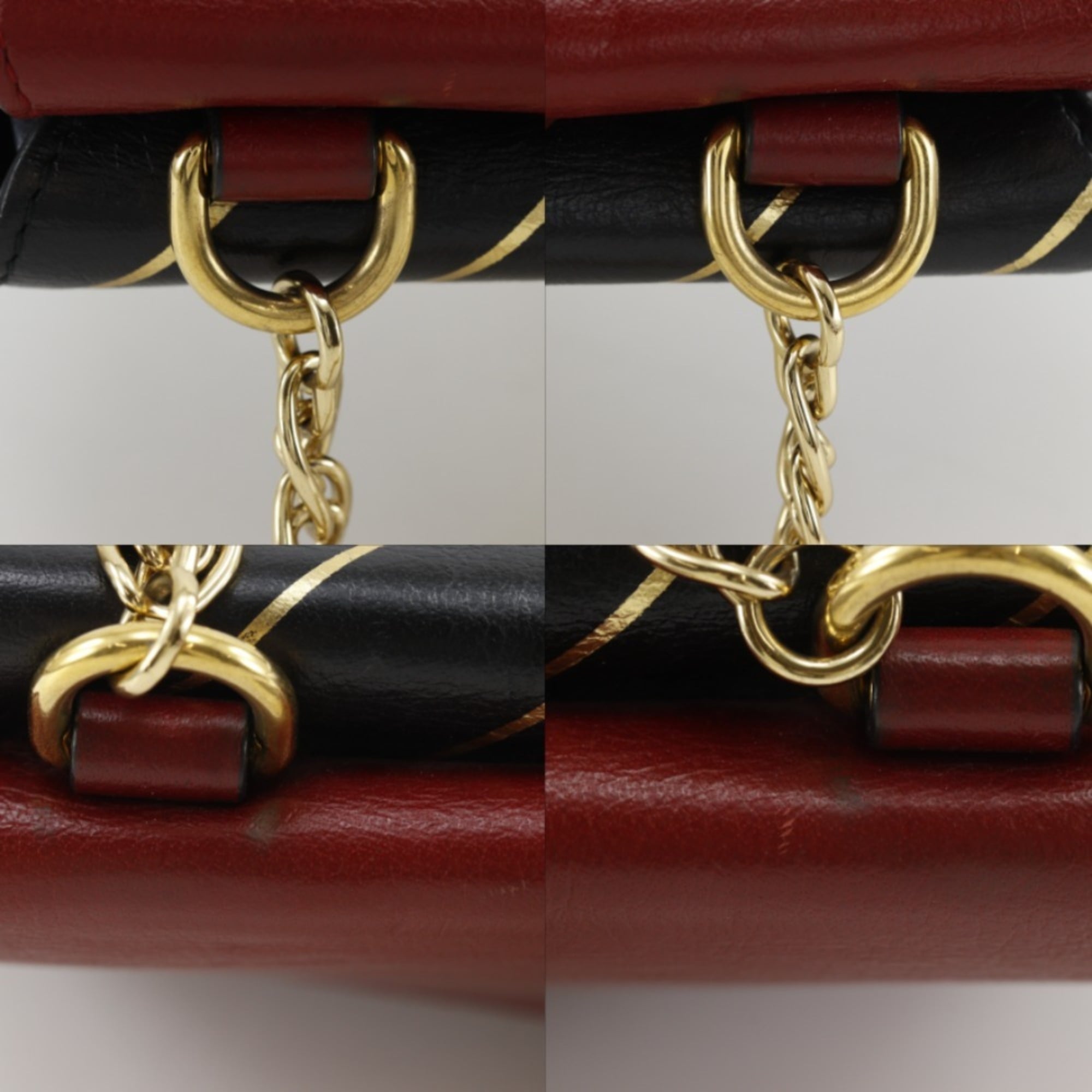 Gucci Black Red Color Leather Shoulder Bag (Pre-Owned)
