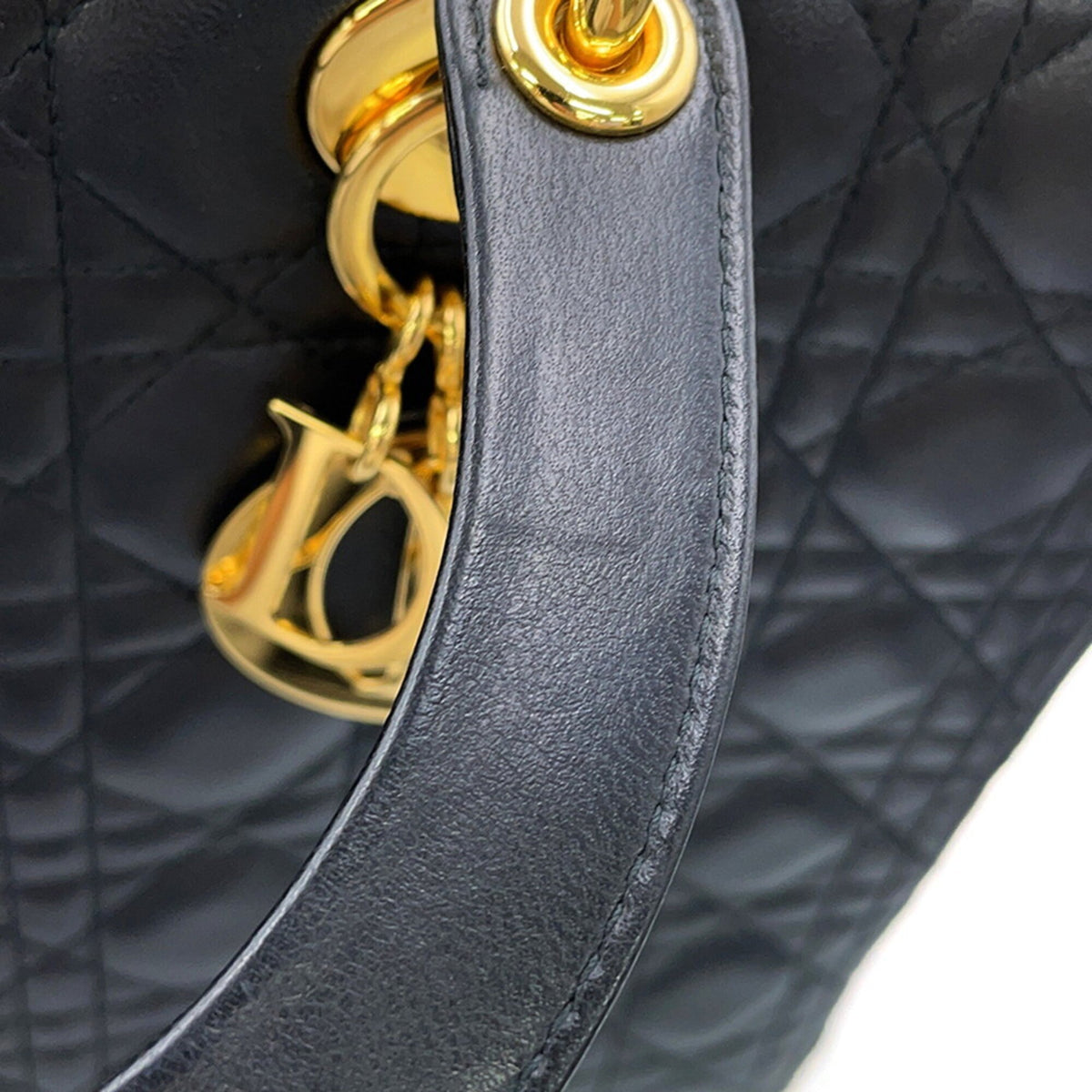 Christian Dior Lady Dior Black Leather Handbag (Pre-Owned)