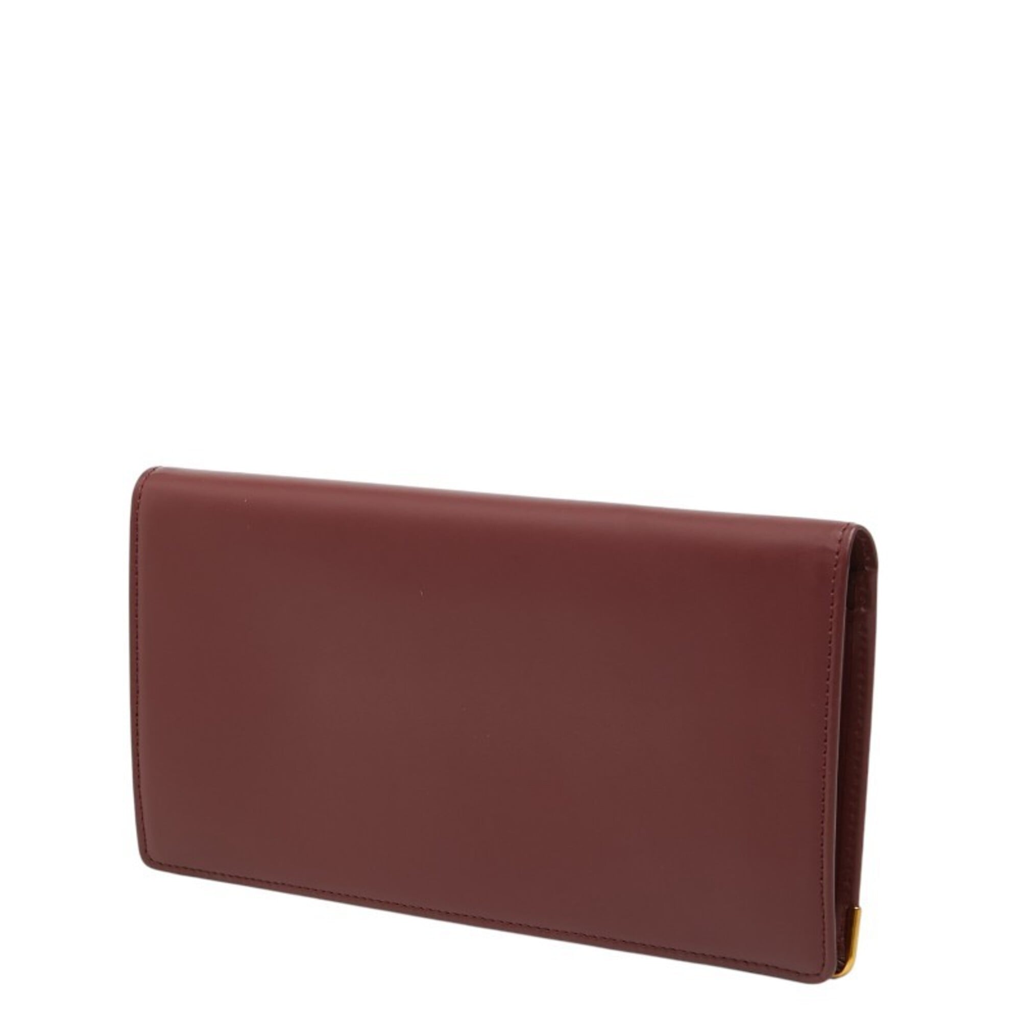 Cartier Must Bordeaux Wine Red Leather Long Wallet (Bi-Fold) (Pre-Owned)