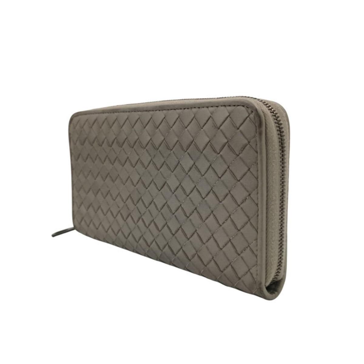 Bottega Veneta Gray Leather Long Wallet (Bi-Fold) (Pre-Owned)
